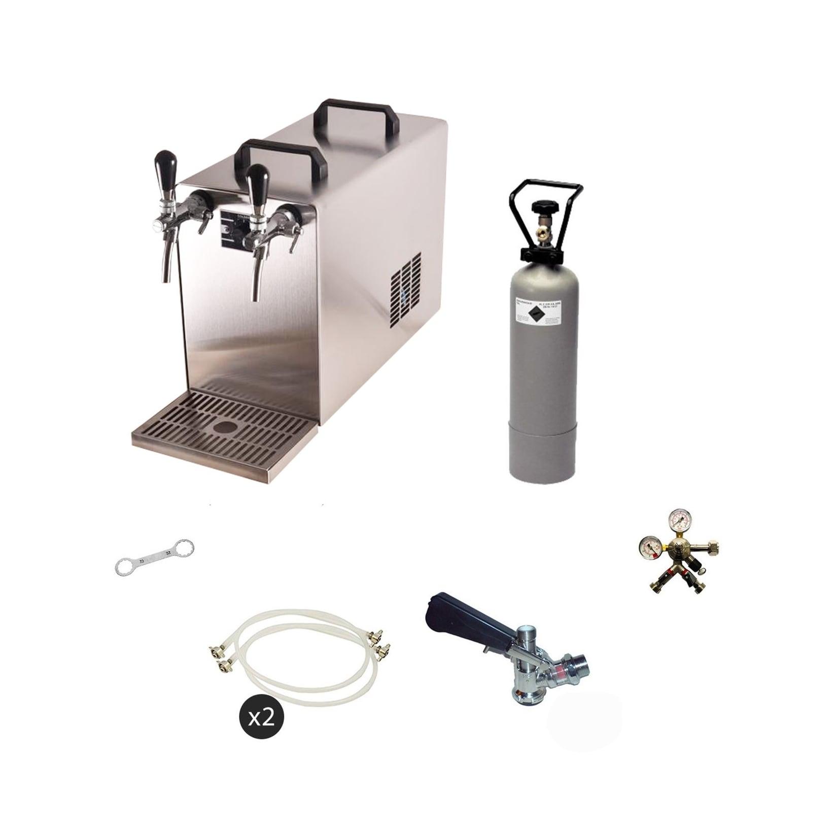 ich-zapfe Komplett Set - Zapfanlage STREAM 50 Bierkoffer, Bierzapfanlage, Durchlaufkühler 2-leitig Trockenkühler, bis zu 55 Liter/h - BLACK EDITION, Flach,Flach