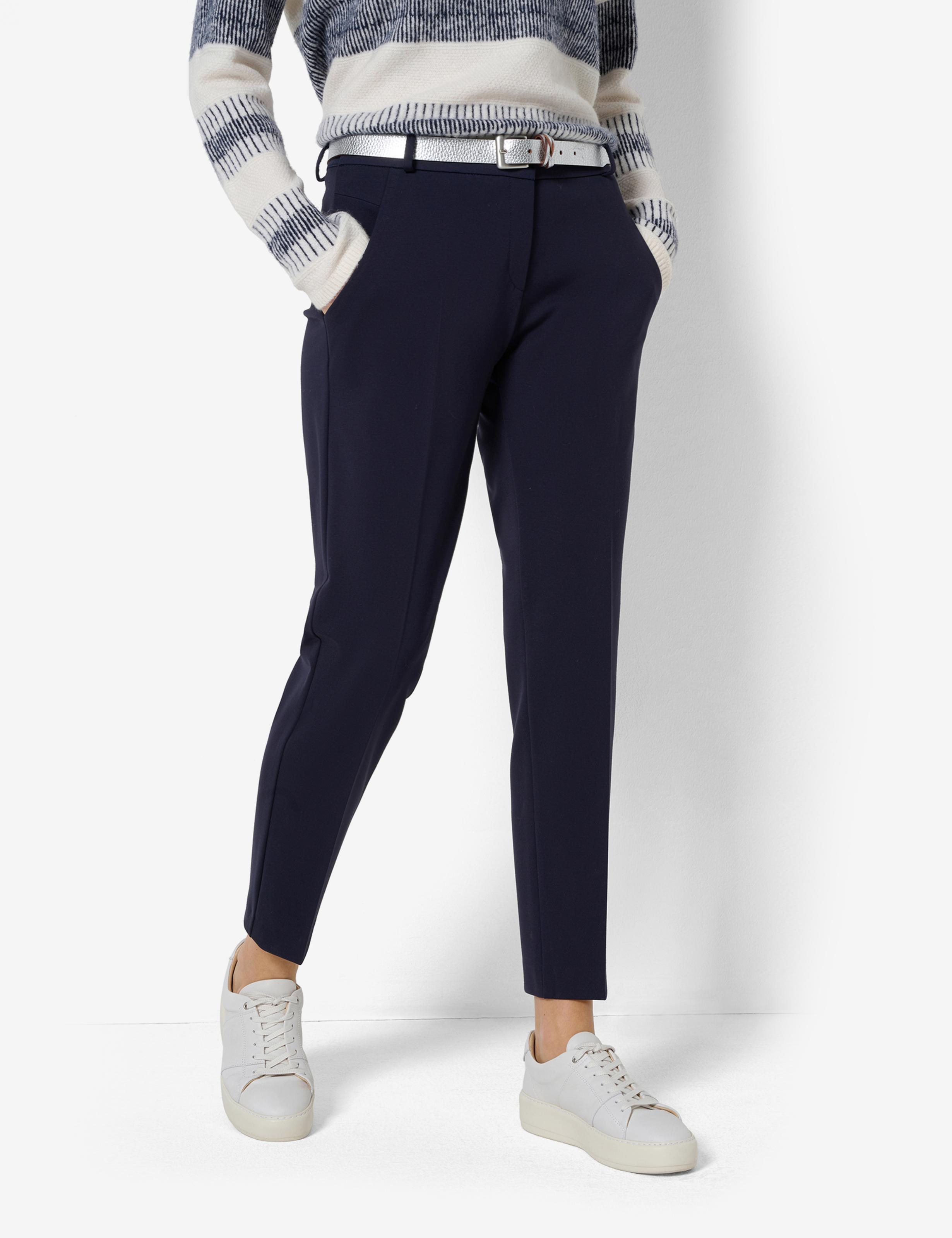 Caprihose Brax "Style Maron S", Damen, Gr. 46, NormalgrößEn, Blau (Navy), 63% Viskose, 33% Polyamid, 4% Elasthan, Regular Fit, Hosen Caprihose