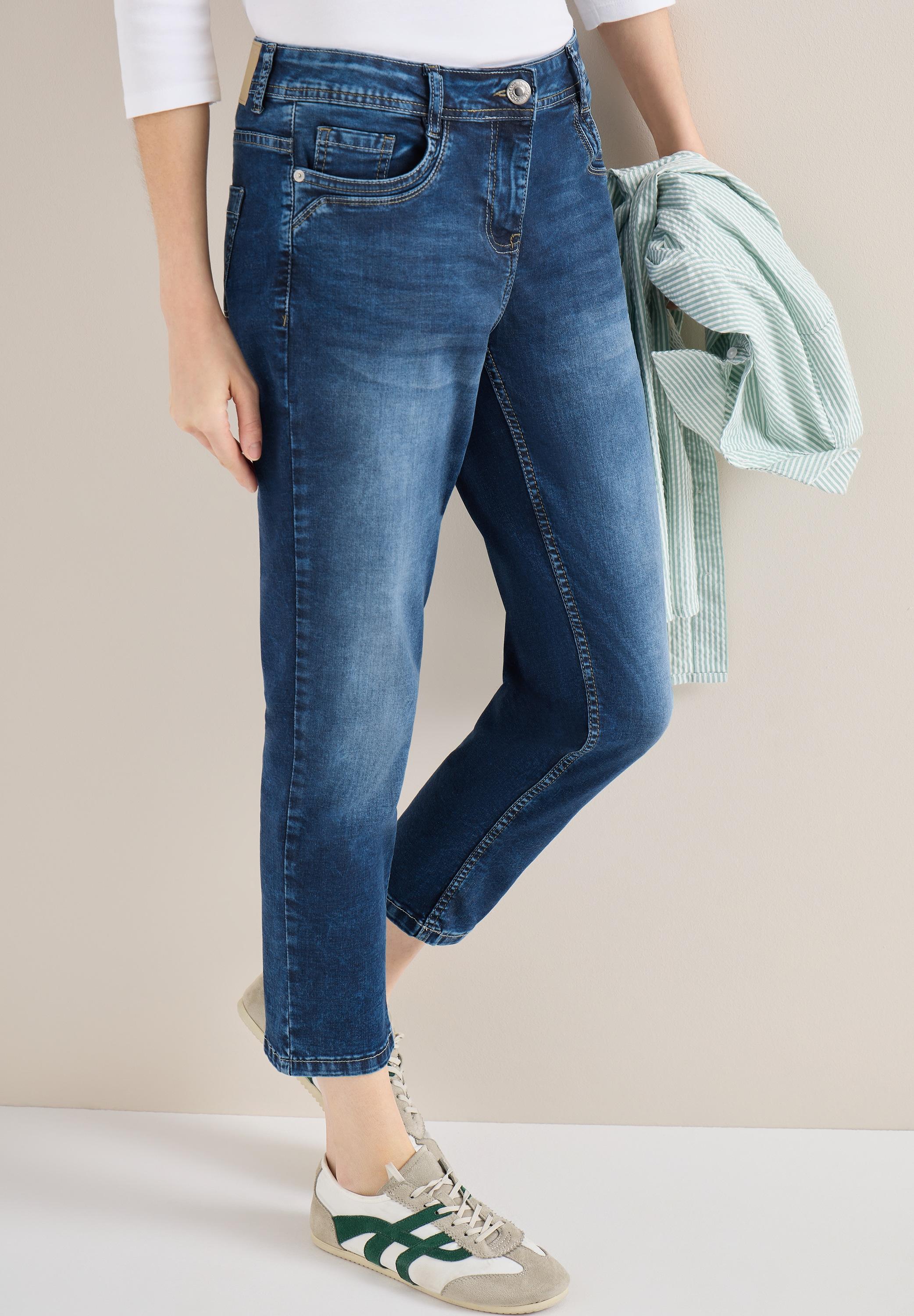 Comfort-Fit-Jeans Cecil, Damen, Gr. 36, LäNge 26, Mid Blau Used Wash, Jeans, 78% Baumwolle, 20% Polyester, 2% Elasthan, Unifarben, Kniebedeckend, Jeans, Middle Waist