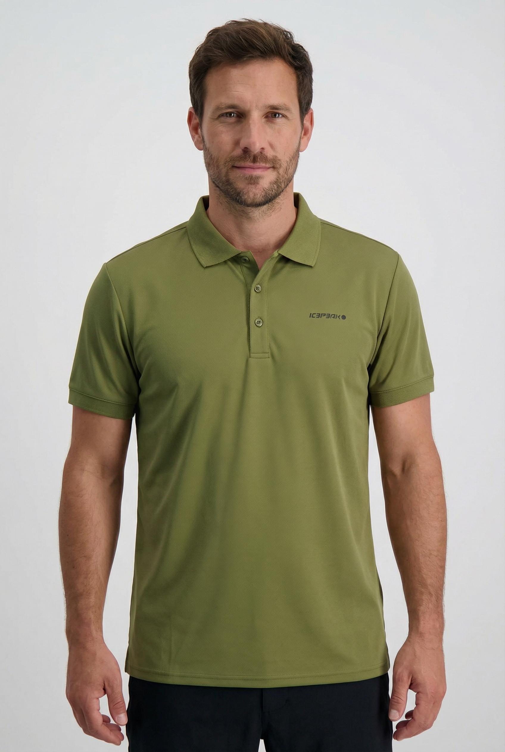 Poloshirt ICEPEAK "BELLMONT", Herren, Gr. XXL, schwarz olive, Obermaterial: 100% Polyester, Shirts Poloshirt, für vielseitige Einsätze im Alltag, für Sportmode und Outdoormode