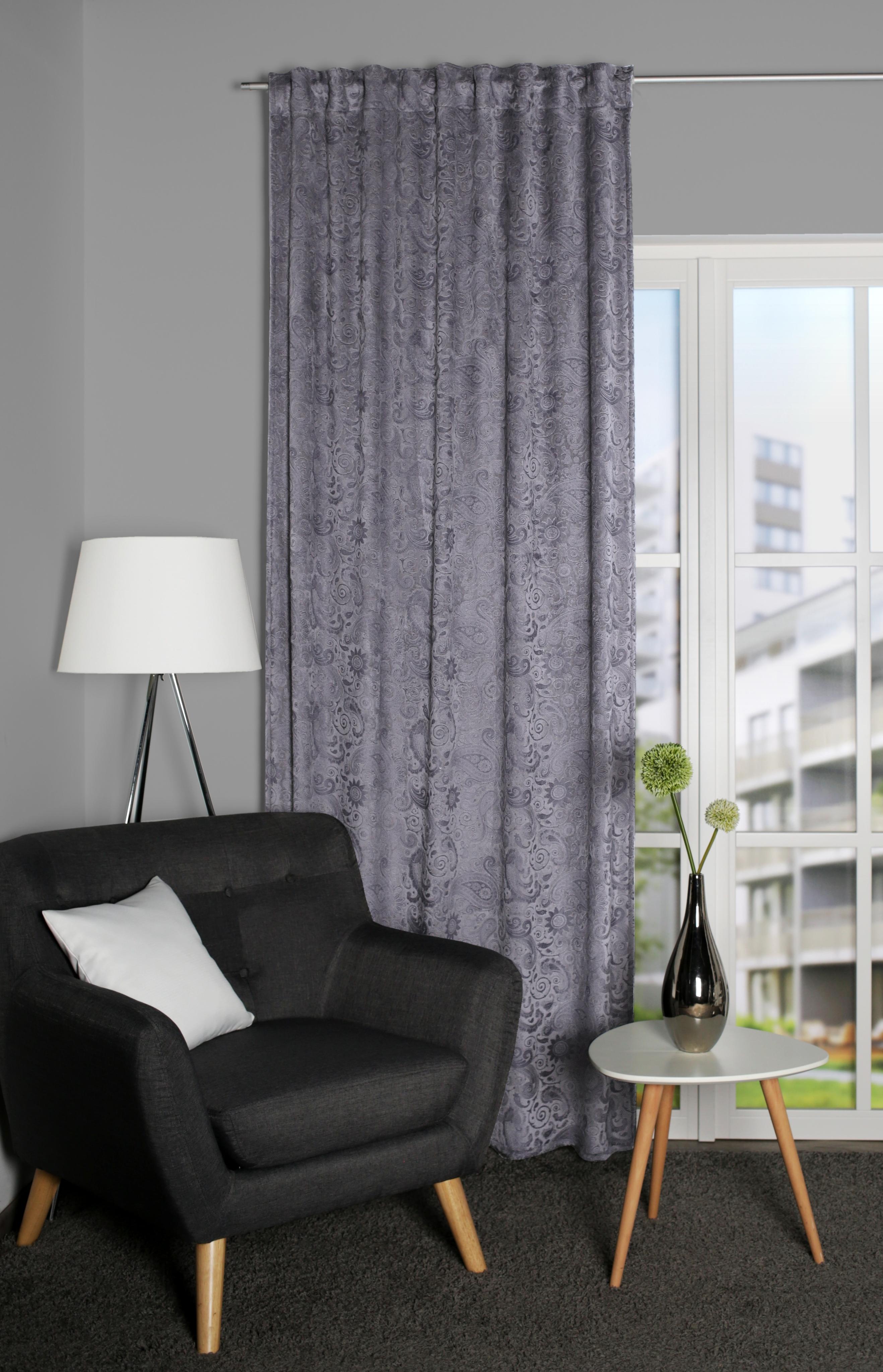 Vorhang HOME WOHNIDEEN "SENARA", flieder, B:135cm H:245cm, Polyester, Polyester, Gardinen, Vorhang, Prägedruck