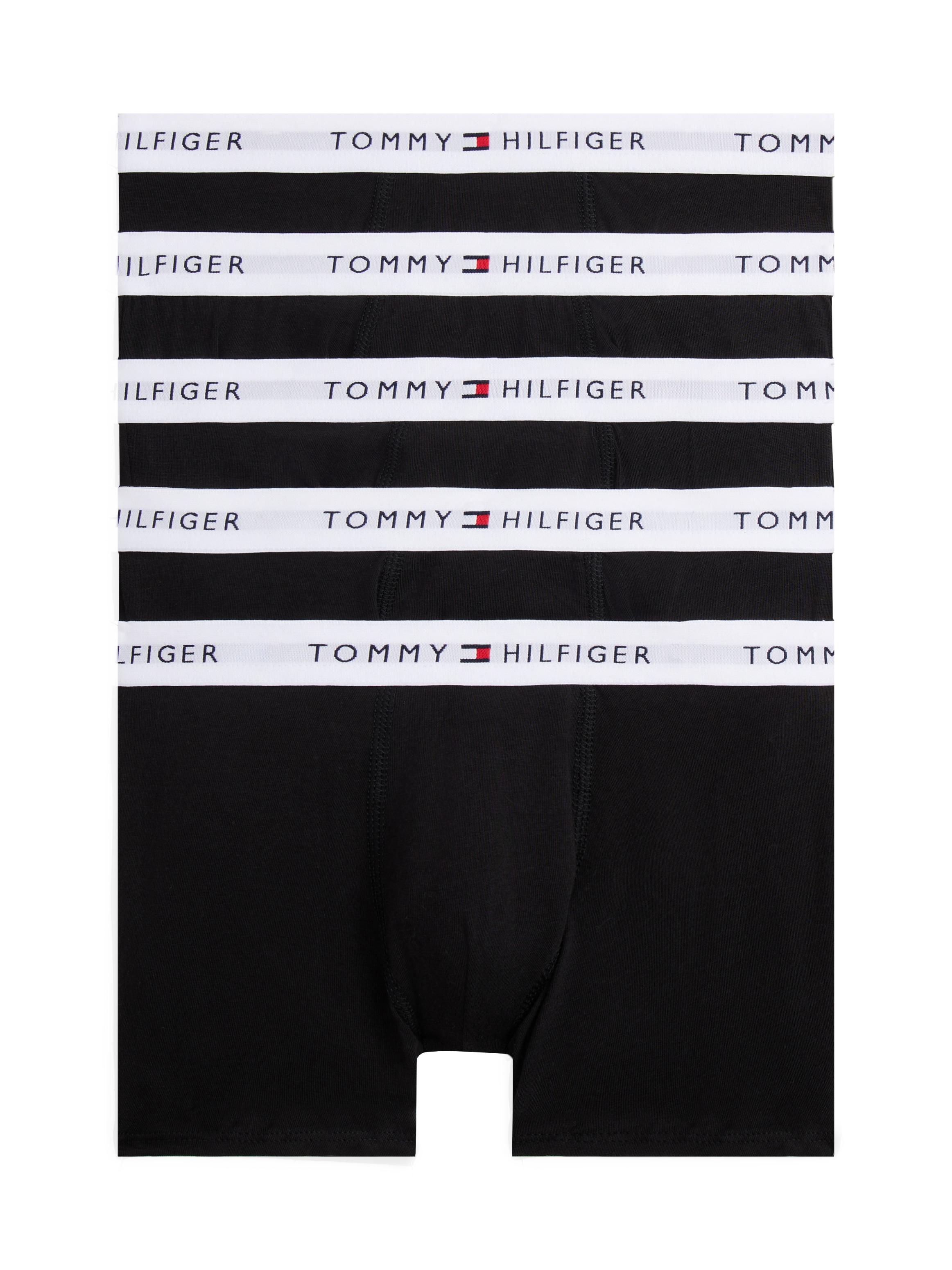 Trunk "5 PK TRUNK", Jungen, Gr. 128/134, 5 Stk., schwarz, schwarz, schwarz, schwarz, schwarz, Webqualität, Obermaterial: 95% Baumwolle, 5% Elasthan, TOMMY HILFIGER UNDERWEAR, unifarben, figurbetont, Unterhosen Trunk, 5er Pack, unifarben, mit Stretch