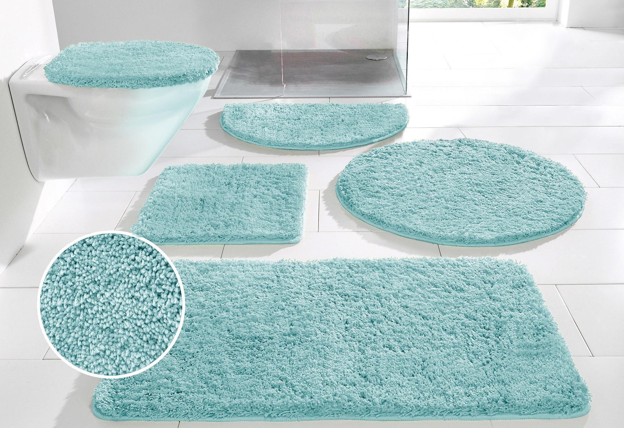 Badematte OTTO HOME "Inga, Badezimmer Teppich, Badvorleger" Gr. 11, hellblau, H:20mm, Polyester, Badematten, Badematte, Badteppich, unifarben, weich, als halbrund und rechteckig erhältlich