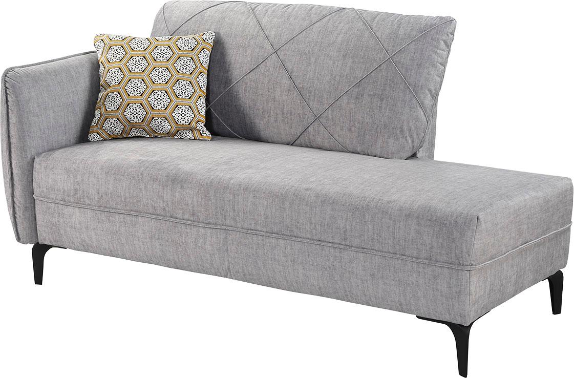 Recamiere JOCKENHÖFER GRUPPE "Novara, B: 165 cm", grau, B:165cm H:86cm T:85cm, Korpus: 100% Polyester;Zierkissen: 70% Polyester, 30% Baumwolle, Sofas, Recamiere, mit attraktiver Steppung, Rauten-Biesennähte & Zierkissen