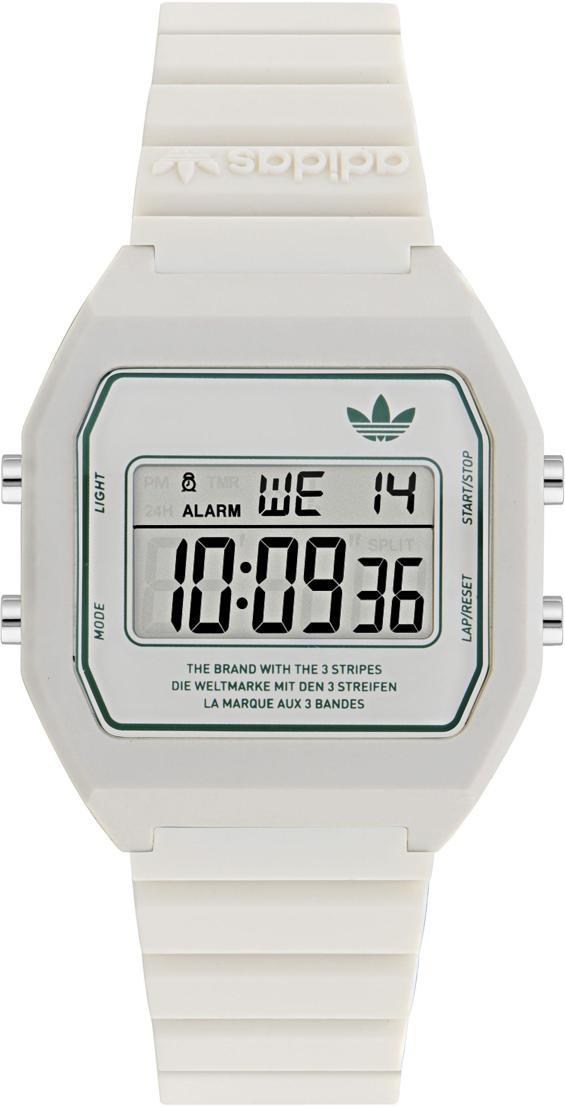 Digitaluhr ADIDAS ORIGINALS "DIGITAL TWO", weiß, Armbanduhren, Damen, Digitaluhr, Armbanduhr, Quarzuhr, Damenuhr, Herrenuhr