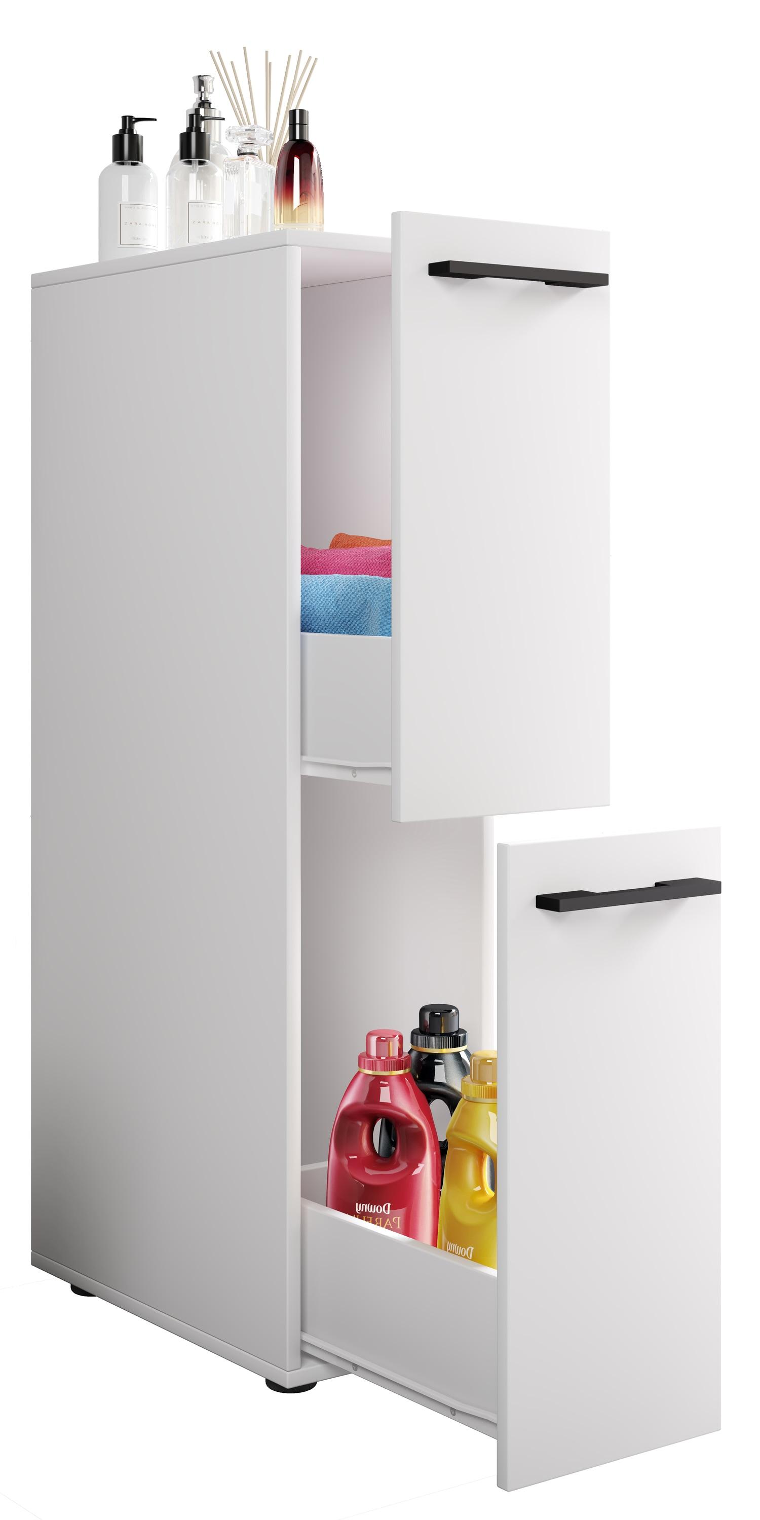 Midischrank VCM "Holz Badmöbel Nischenschrank Schublade Sadilo L", weiß, B:25cm T:50cm, Obermaterial: 100% Holz Wood., Schränke, Midischrank