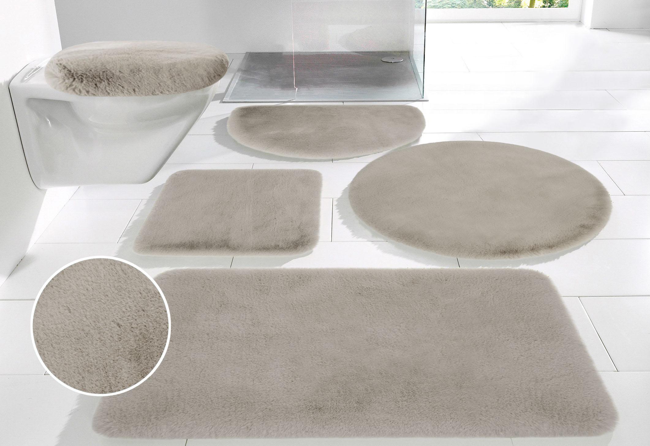 Badematte OTTO HOME "Rabbit Badematten, Badvorleger, Badezimmer Teppich" Gr. 3, grau (taupe), H:30mm, Polyester, Badematten, Badematte, Kaninchenfell-Haptik, Badteppich, rechteckig, rund & als 3-tlg. Set