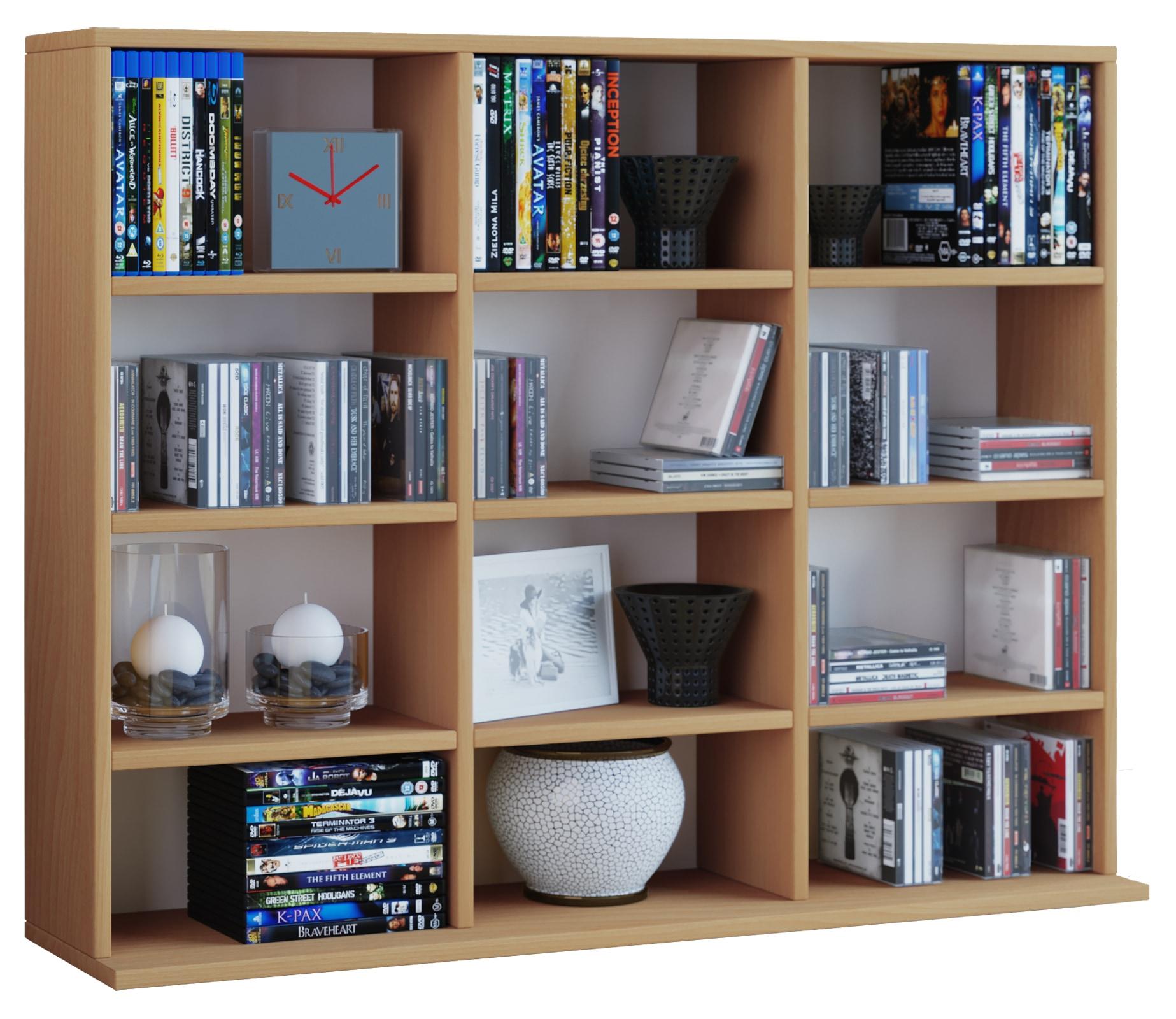 Standregal VCM "Holz CD DVD Standregal Bücherregal Regal Megosa L", braun (buche), B:102cm T:23cm, Regale, Standregal