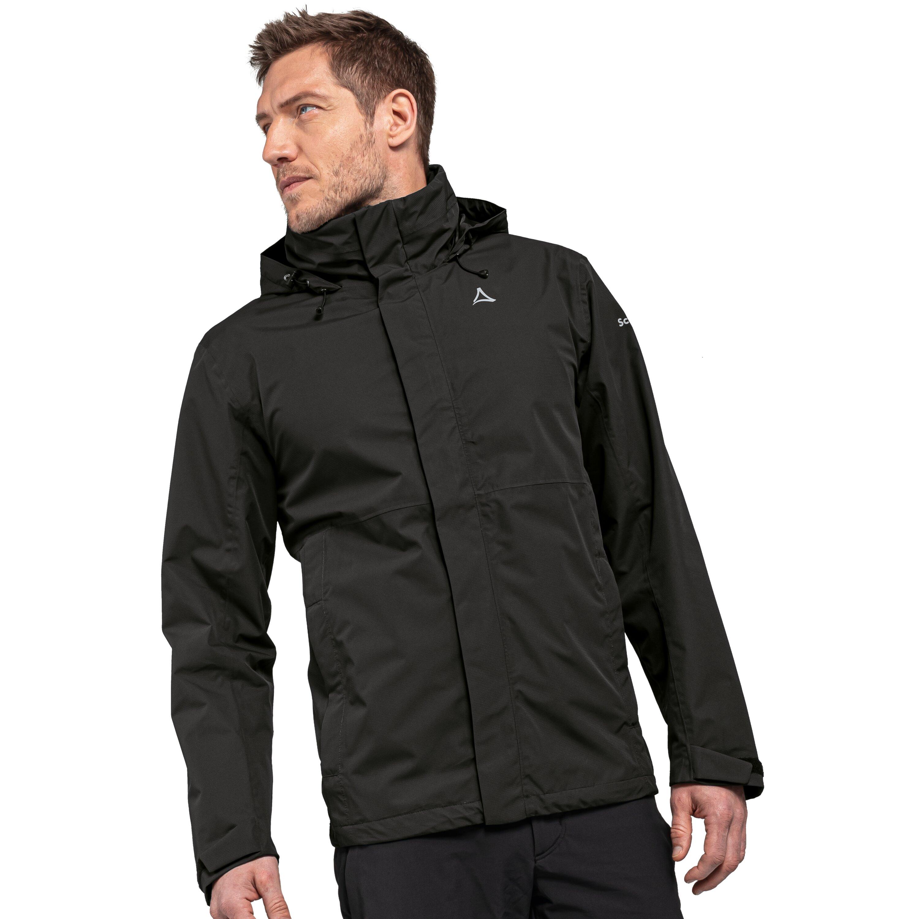 Regenjacke Schöffel "Jacket Gmund M", Herren, Gr. 52, Schwarz, Obermaterial: 100% Polyester. Futter: 100% Polyester, Normal, Jacken Regenjacke