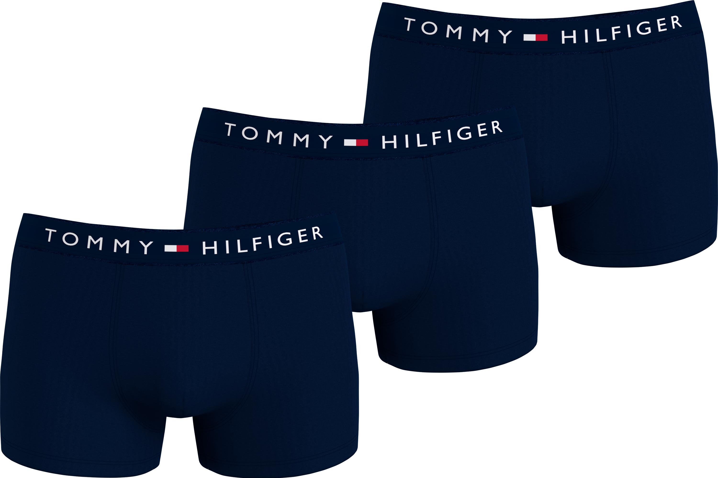 Trunk "3P Trunk", Herren, Gr. S (48), 3 Stk., Blau (3X Desert Sky), Jersey, Obermaterial: 95% Baumwolle, 5% Elasthan, Tommy Hilfiger Underwear, KöRpernah, Unterhosen, Mit Tommy Hilfiger Logoschriftzug