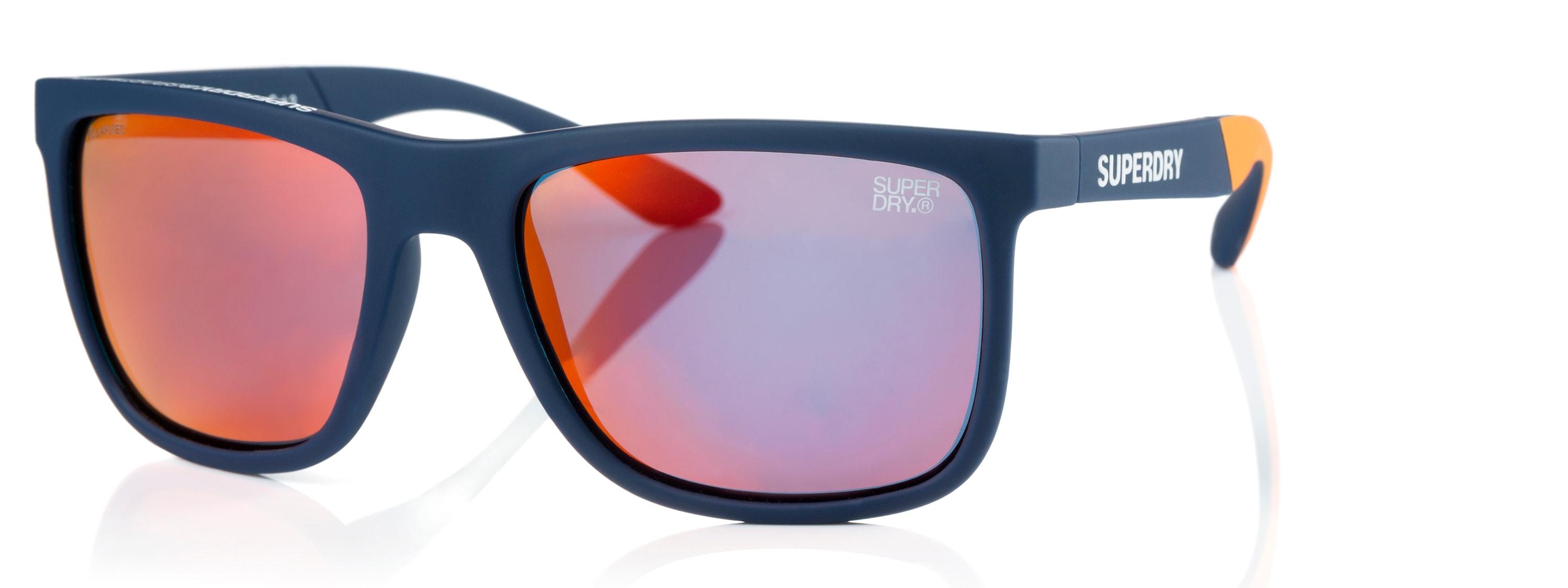 Sonnenbrille SUPERDRY "Modell 996057", Herren, blau, orange, matt, Sonnenbrillen Sonnenbrille, Form Karree/Eckig, Logoschriftzug auf Bügel, Injectionfassung