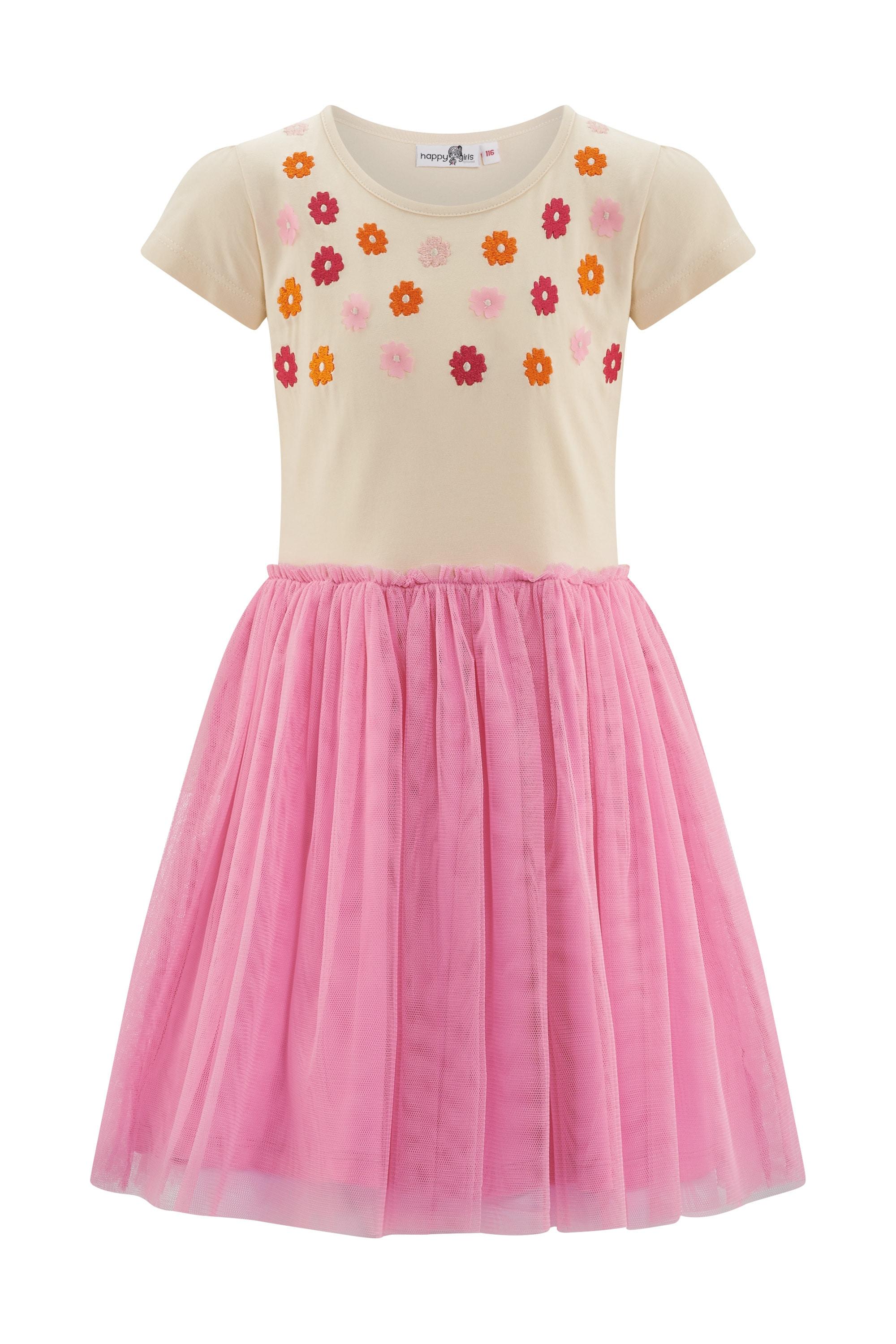 Sommerkleid HAPPY GIRLS "Mädchenkleid", Mädchen, Gr. 146, EURO-Größen, beige, Stoff, 100% Polyester, normal, Kleider Sommerkleid