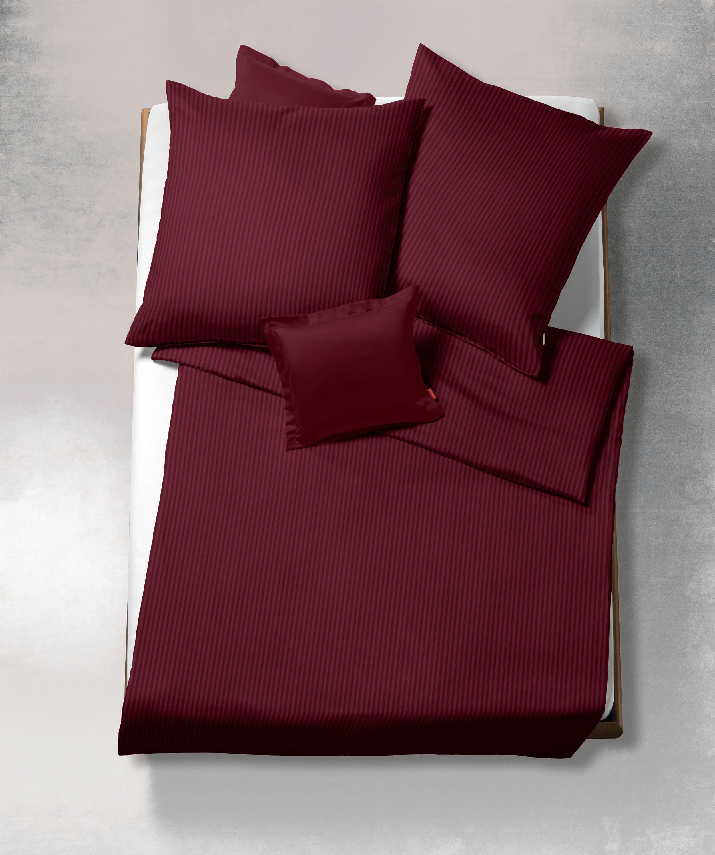 Bettwäsche FLEURESSE "Linz", rot (granatapfel), B/L: 155cm x 220cm, 1 Stk., 1 Stk., Satin, B/L: 80cm x 80cm, 2 Stk., Satin, Obermaterial: 100% Baumwolle, Bettwäsche, Bettwäsche, Halbleinen, 50% Baumwolle, 50% Leinen, 135x200, 155x220, 200x200cm