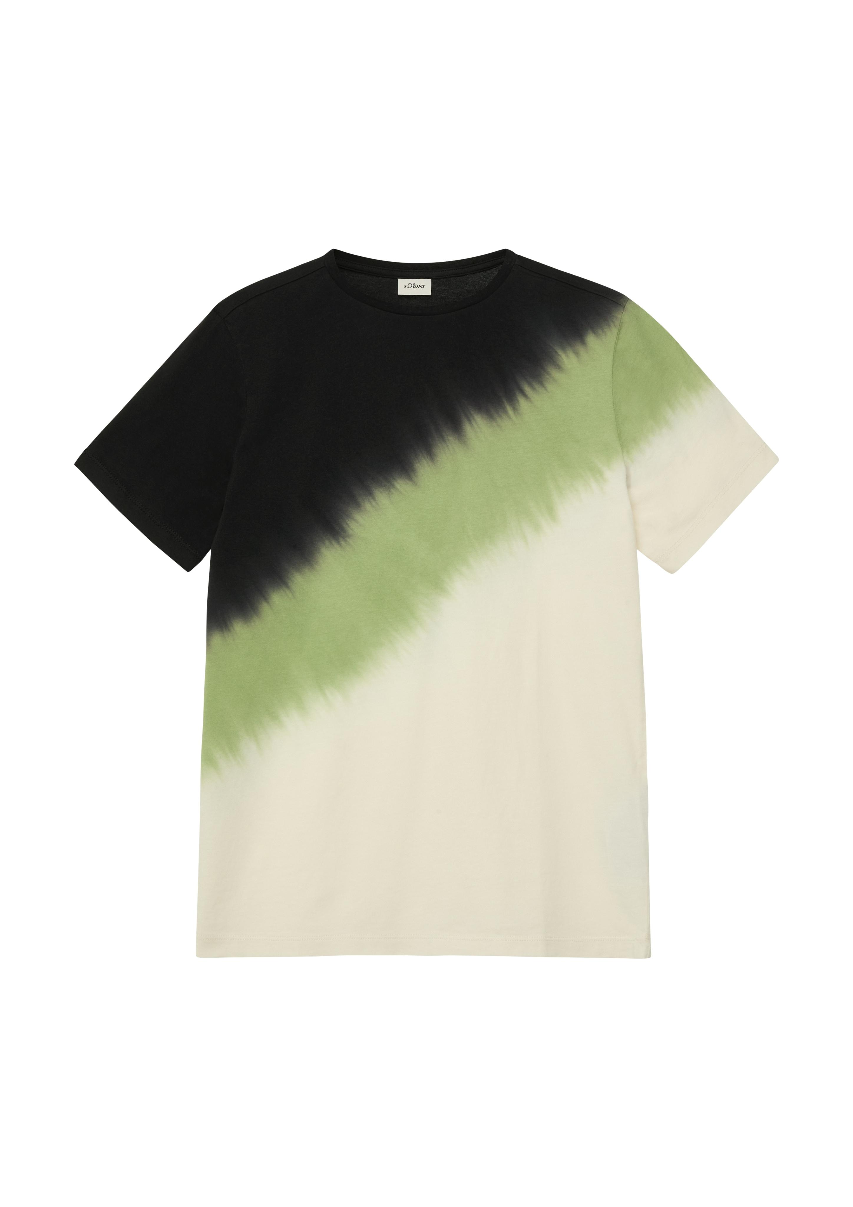 T-Shirt S.Oliver Junior, MäDchen, Gr. 158/164, Schwarz Ecru, Jersey, Obermaterial: 100% Baumwolle, Bedruckt, Regular Fit Normal, Rundhals, Abgesteppte Kante, Shirts T-Shirt, Regular Fit, Batik-Look