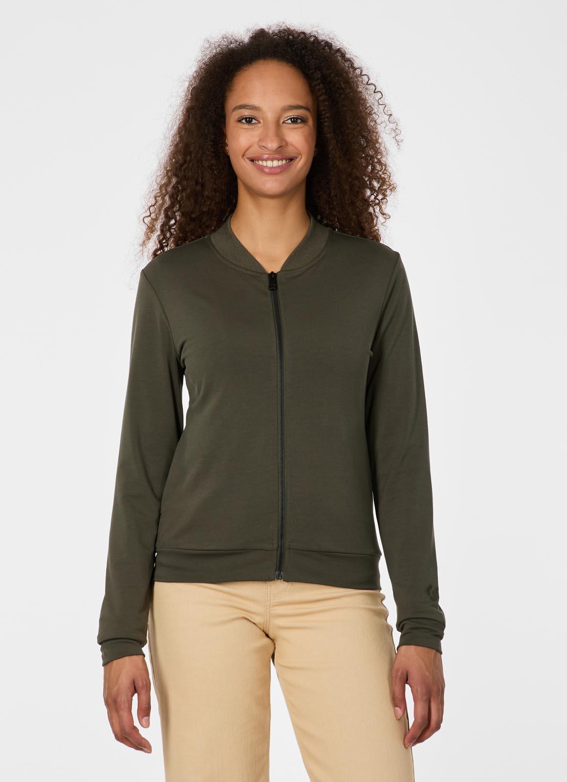 Sweatjacke Ragwear "Keniane", Damen, Gr. Xl, Schwarz Olive, Sweatware, Obermaterial: 67% Polyester, 28% Viskose, 5% Elasthan, Unifarben, Normal, Rundhals, Sweatjacken Sweatjacke, Unbrushed Mit Viskoseanteil FüR Sportives Finish