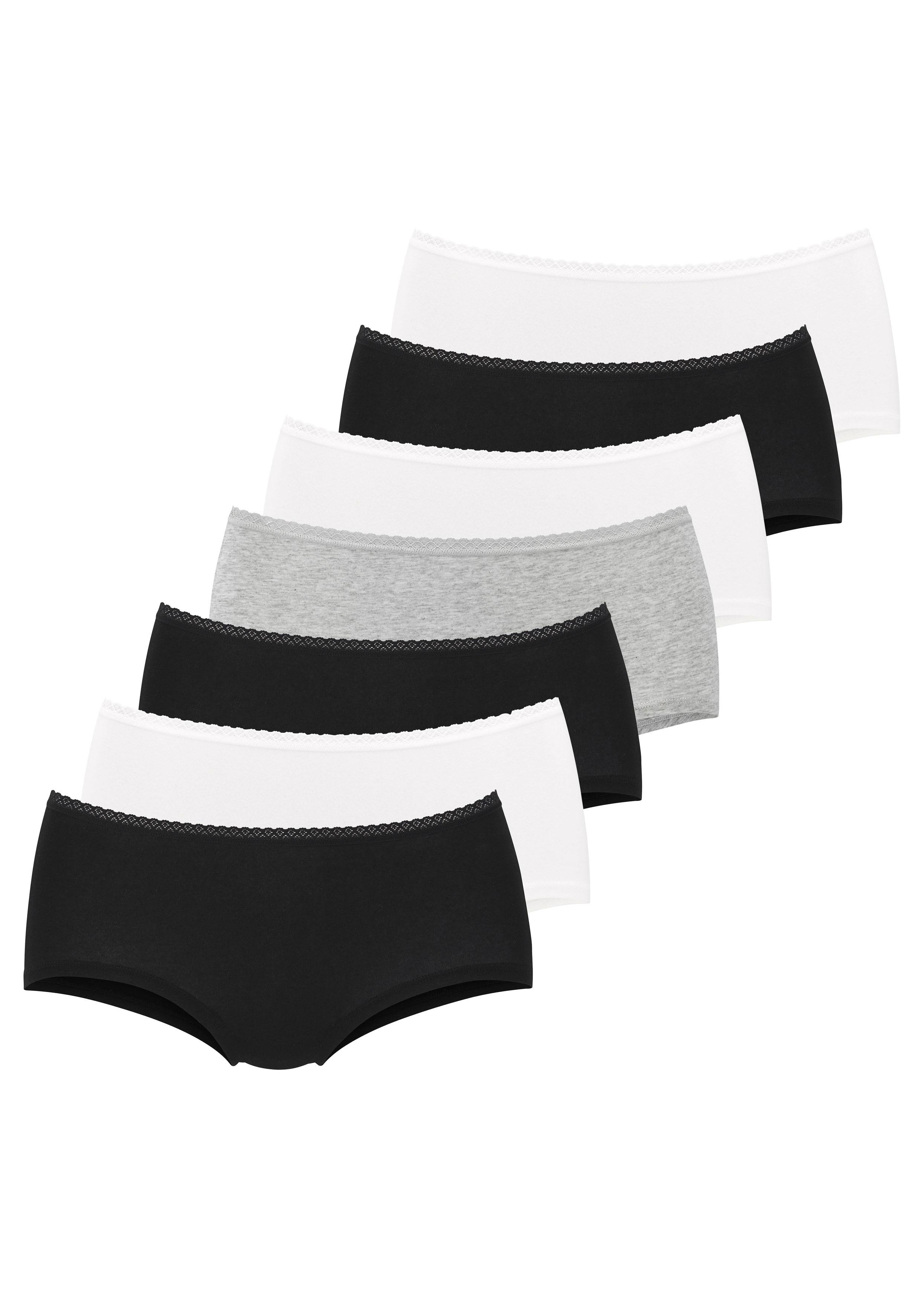 Panty Vivance, Damen, Gr. 32/34, Schwarz, Weiß, Grau Meliert, Single Jersey, Obermaterial: 95% Baumwolle, 5% Elasthan. Spitze: 80% Polyamid, 20% Elasthan, Unifarben, KöRpernah, Unterhosen Panty, Aus Weicher BaumwollqualitäT Mit Feiner Spitzeneinfassung