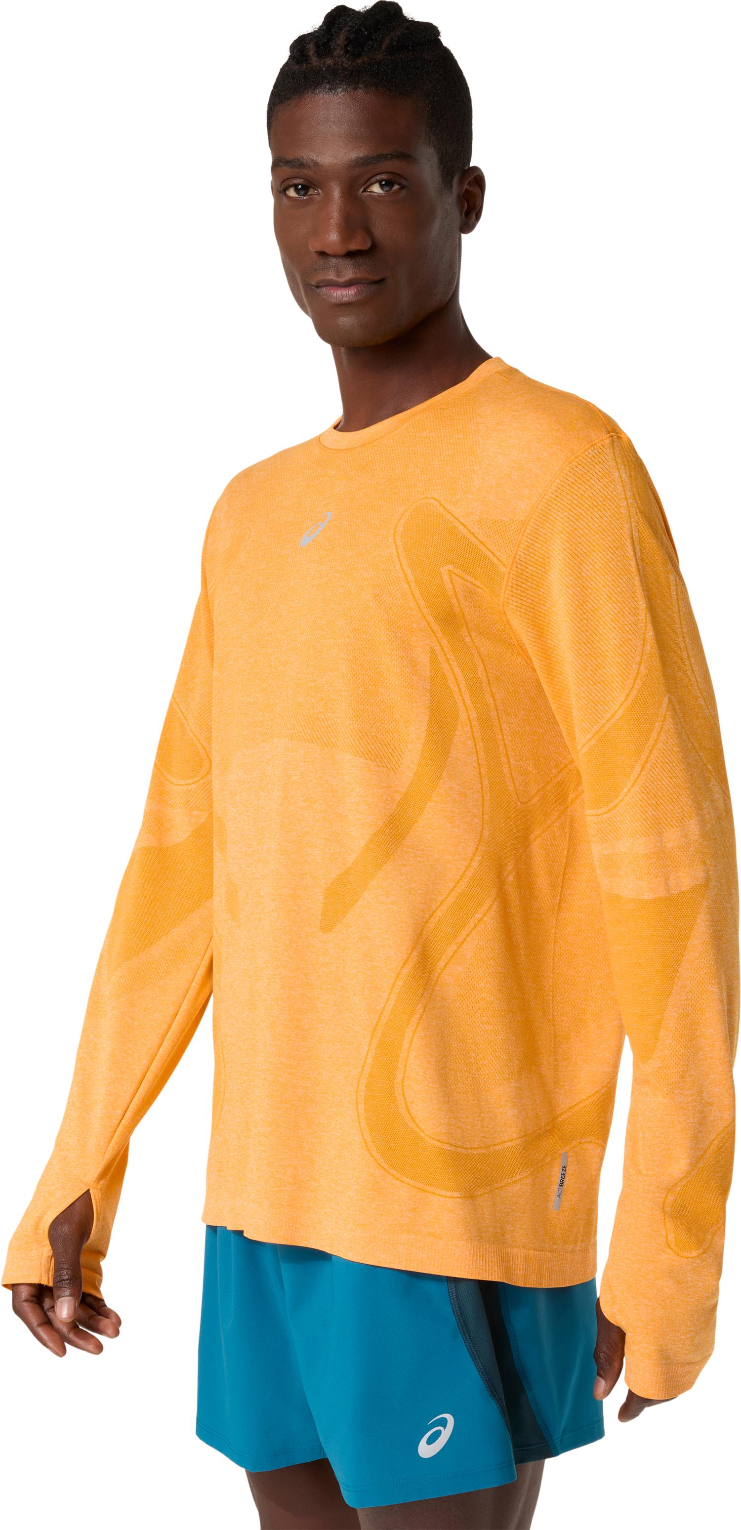Laufshirt Asics "Road Seamless Ls Top", Herren, Gr. L, Yamabuki, Obermaterial: 65% Polyamid, 35% Polyester, Normal, Rundhals, Shirts Laufshirt