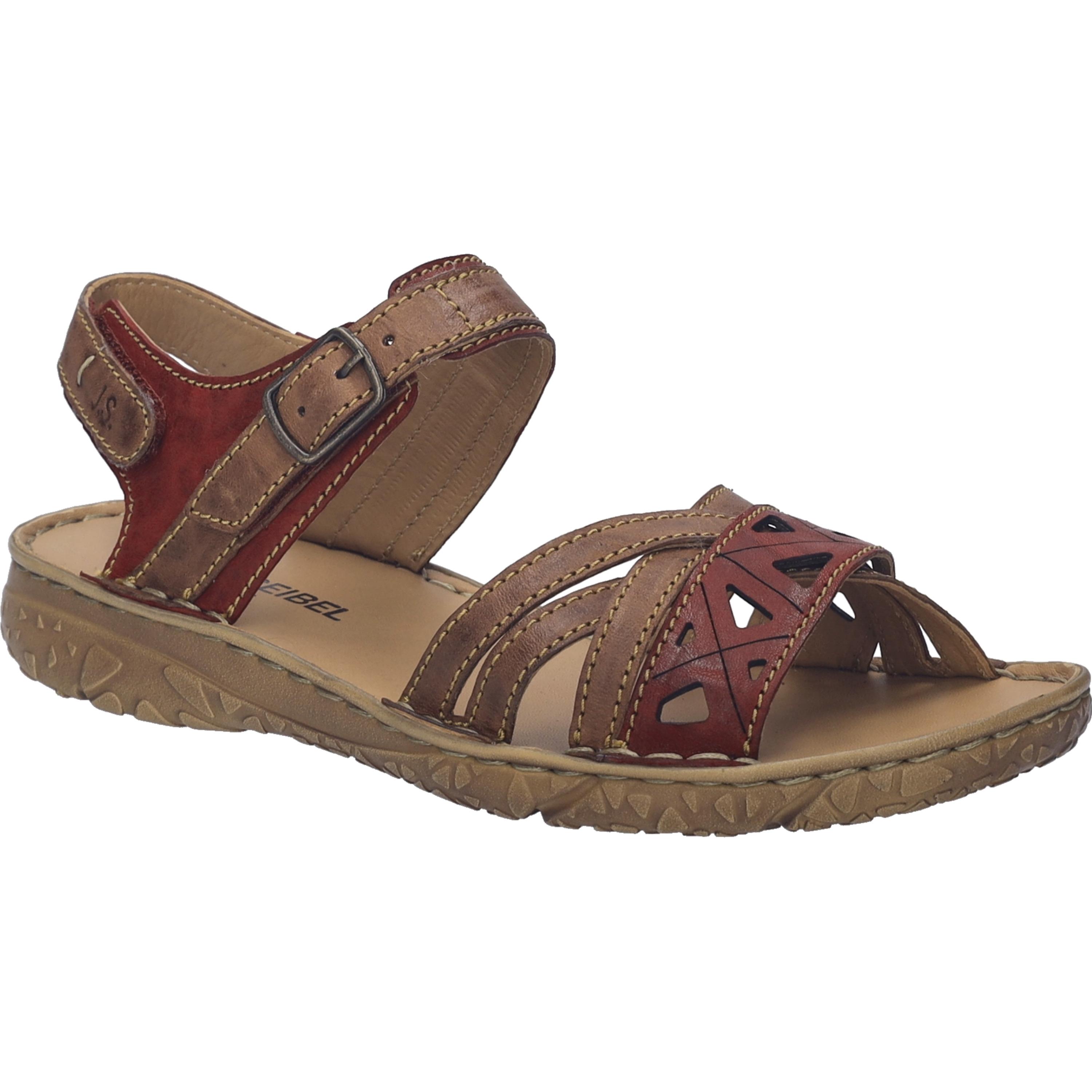 Sandale Josef Seibel "Ivy 08, Rot-Kombi", Damen, Gr. 40, Rot (Rot, Kombi), Obermaterial: 100% Rindsleder Leather Cow., Schuhe Sandale