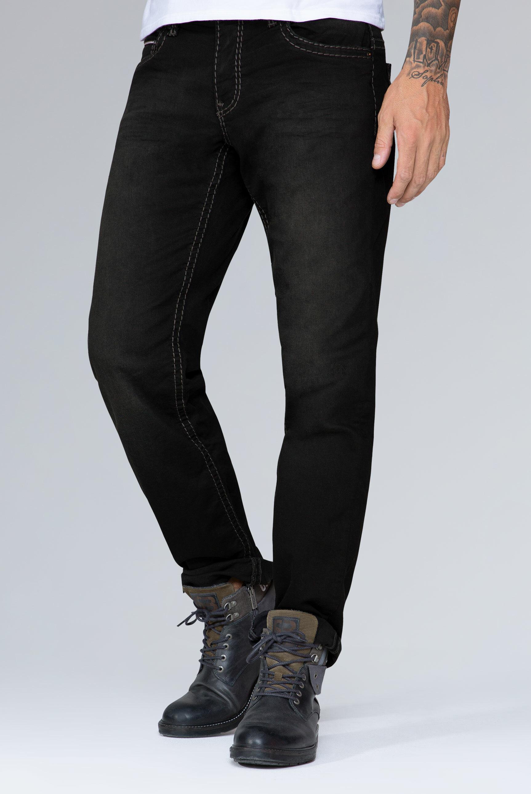 Comfort-Fit-Jeans Camp David, Herren, Gr. 31, LäNge 34, Schwarz, Denim/Jeans, Material: 98% Baumwolle, 2% Elasthan, Zusatz: EnthäLt Nichttextile Teile Tierischen Ursprungs (Badge), Abriebeffekte, Comfort Fit, Jeans, Mit Used-Waschung