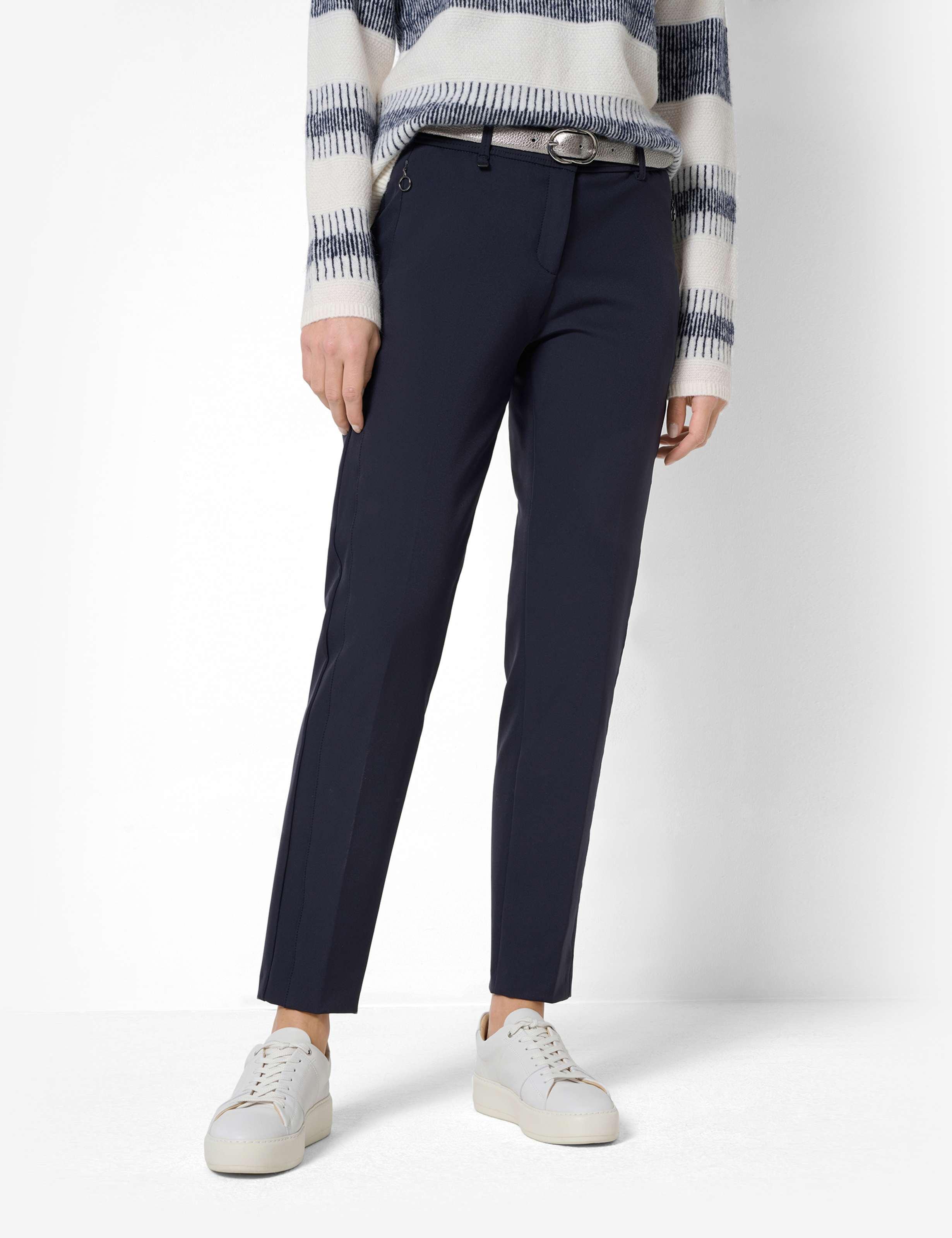 Caprihose Brax "Style Maron S", Damen, Gr. 44K (22), KurzgrößEn, Blau (Navy), Web, 88% Polyamid, 12% Elasthan, Regular Fit, Hosen Caprihose