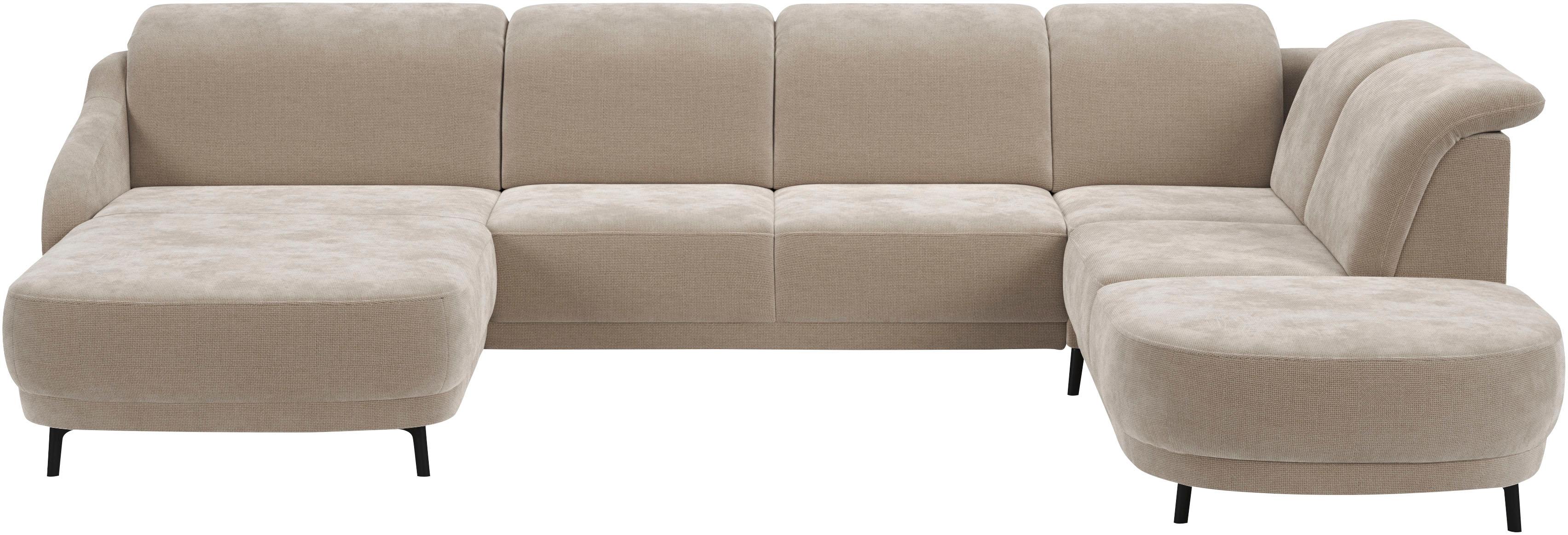 Wohnlandschaft SIT & MORE "Blues U-Form", beige, B:356cm H:93cm T:249cm, 100% Polyester, Sofas, Wohnlandschaft, inkl. Kopfteilverstellung, wahlweise mit Klapptisch und USB