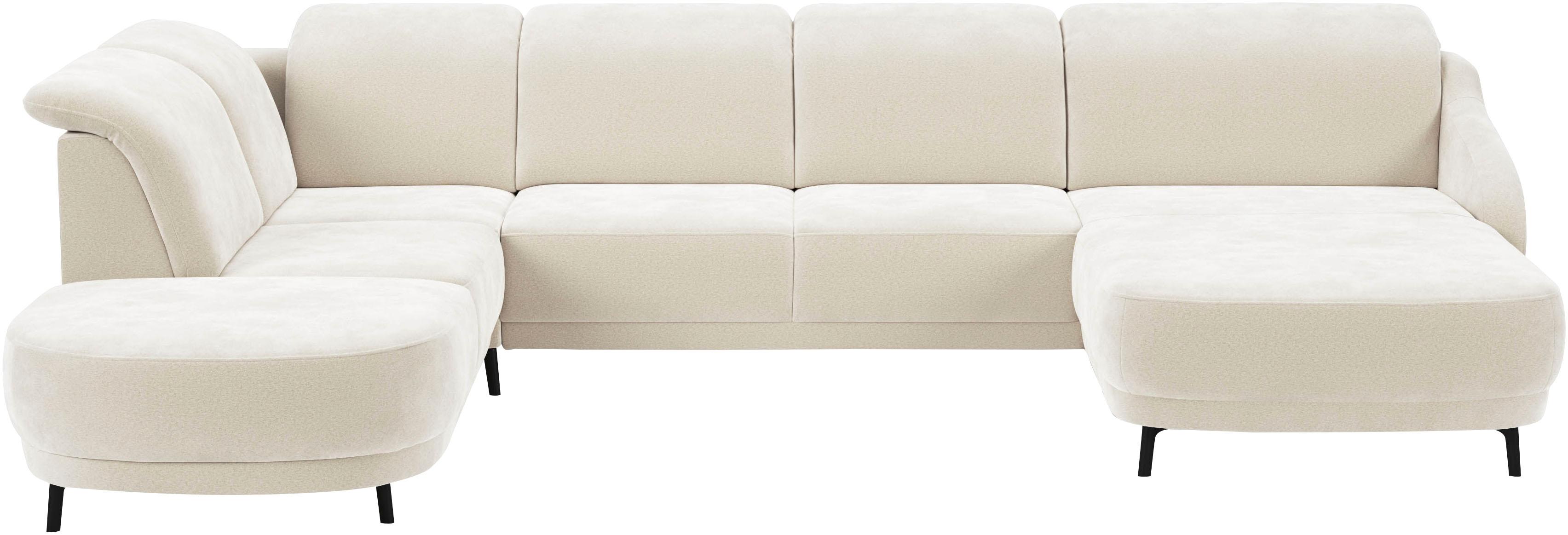 Wohnlandschaft SIT & MORE "Blues U-Form", beige (elfenbein), B:356cm H:93cm T:249cm, 100% Polyester, Sofas, Wohnlandschaft, inkl. Kopfteilverstellung, wahlweise mit Klapptisch und USB