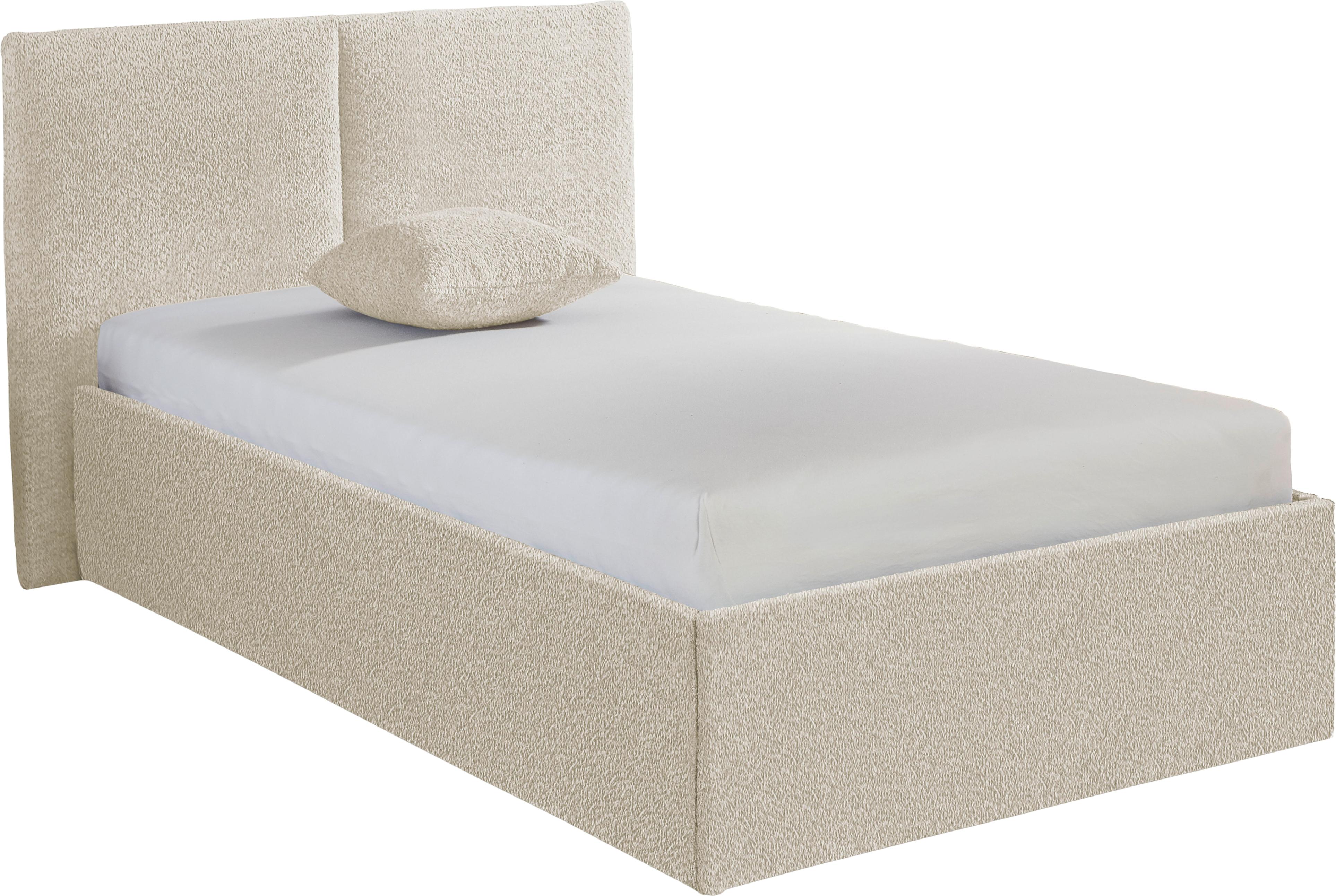 Polsterbett, hellbeige, B:108cm L:210cm, Bezug. Hochwertiger Bouclé, 100% Polyester pflegeleicht, Polsterung: Polsterwatte, Material Gestell: gepolsterter Holzwerkstoff, , WESTFALIA SCHLAFKOMFORT, Betten, Polsterbett