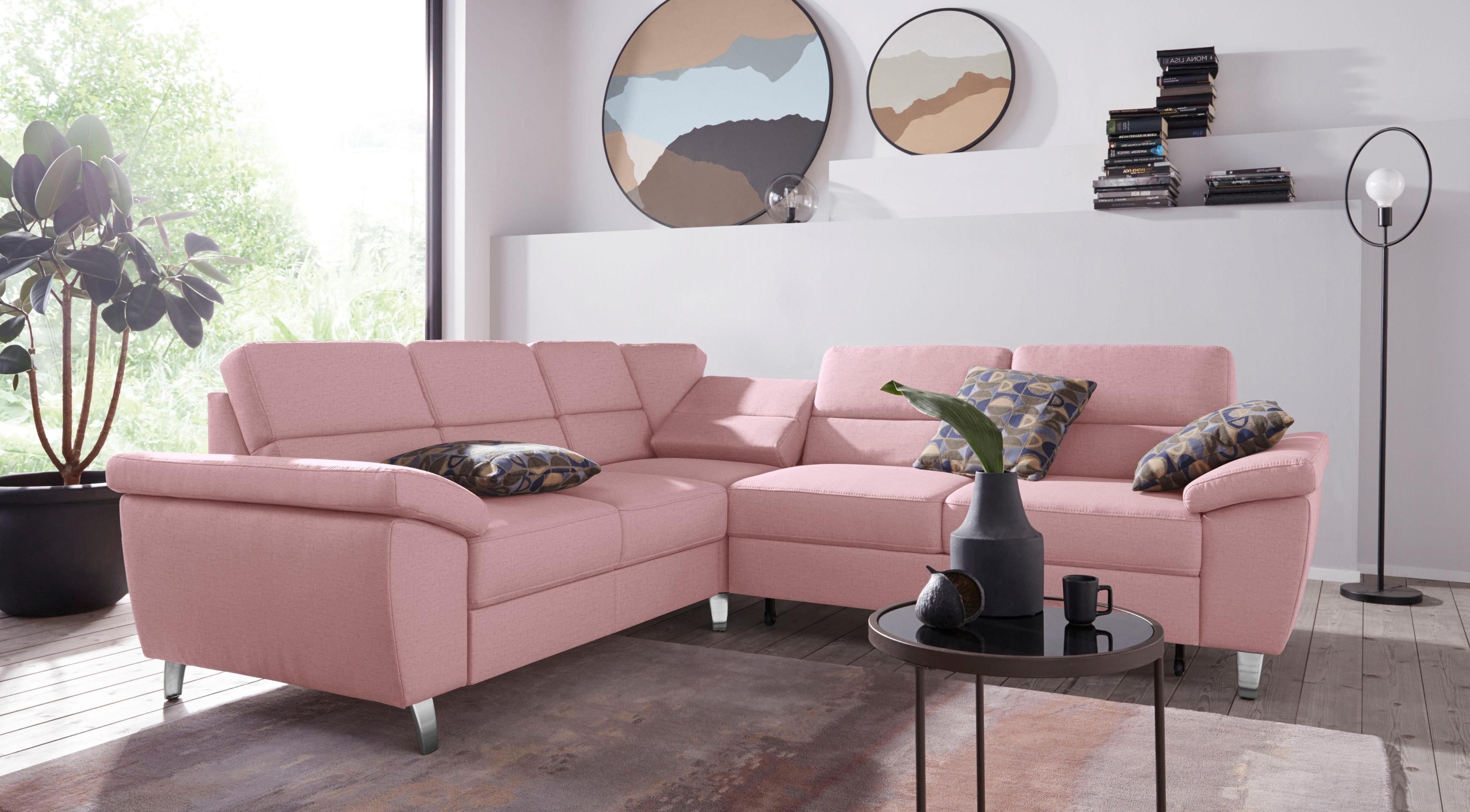 Ecksofa SIT & MORE "Sorano L-Form", rosa (altrosa), B:249cm H:88cm T:229cm, Sofas, Ecksofa, wahlweise mit Bett- und Relaxfunktion, inkl. Bettkasten