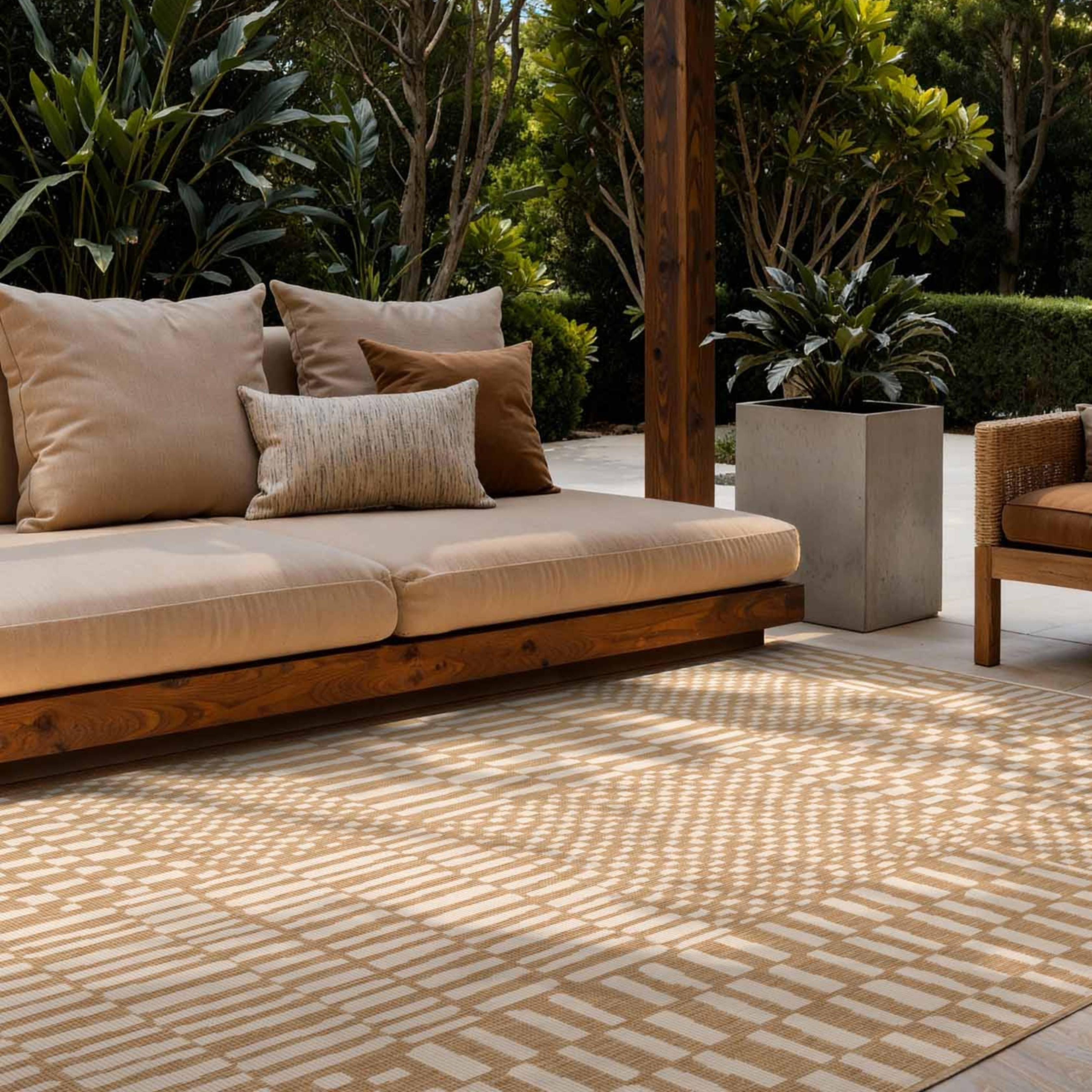 Teppich TED BAKER "Barkham, Wendeteppich", jute weiß, B:160cm H:8mm L:230cm, Polypropylen, Teppiche, Teppich, Designteppich, Wetterfest, Pflegeleicht, Modern, Wohnzimmer, Terrasse