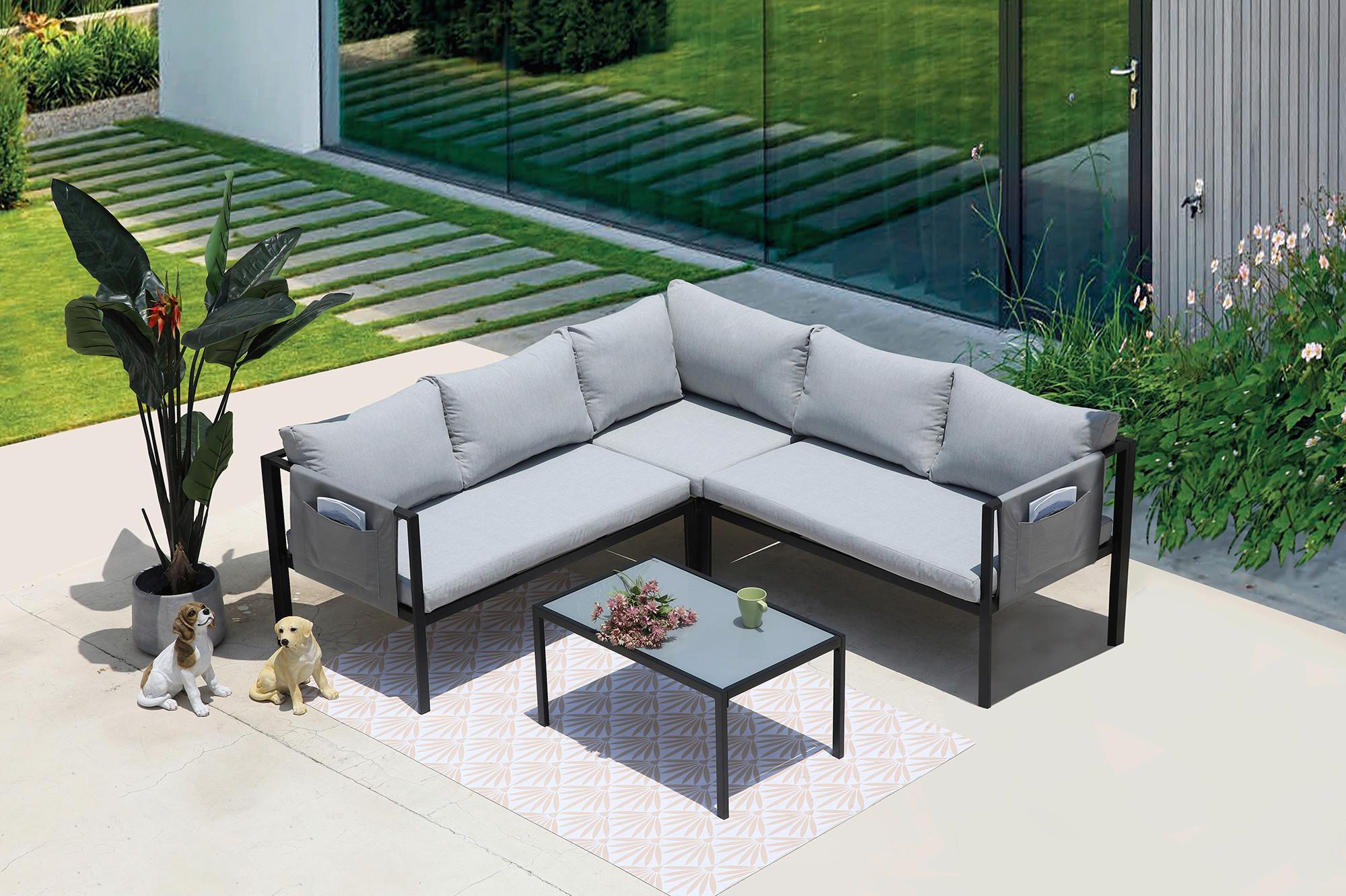 Loungegarnitur Grau/Schwarz