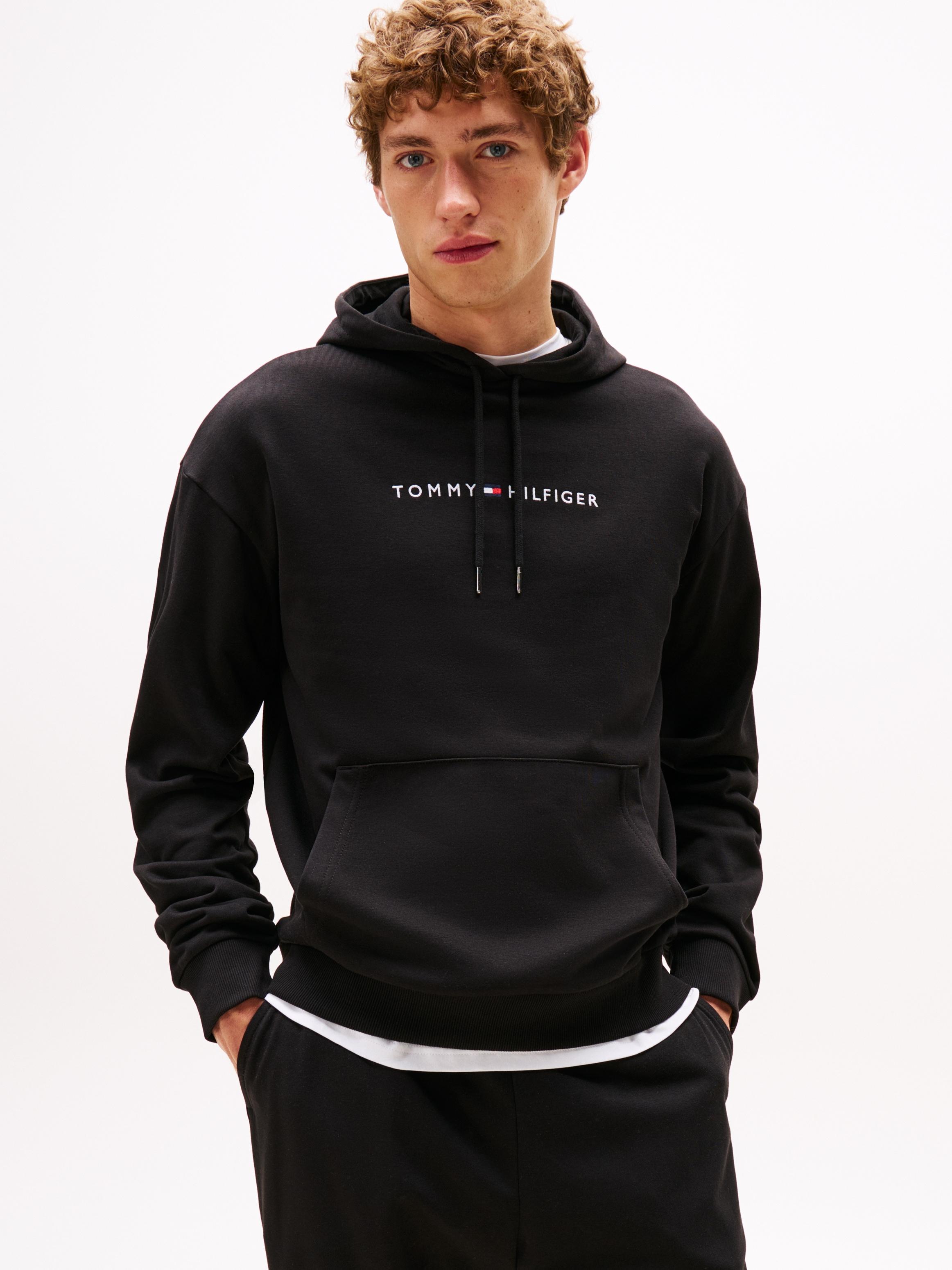 Hoodie, Herren, Gr. M (50), Schwarz, Sweatware, Obermaterial: 50% Baumwolle, 50% Polyester, Tommy Hilfiger Underwear, Regular Fit, RippbüNdchen, Sweatshirts Hoodie, Mit Stickerei, Regualr Fit, Mit KäNgurutasche, Im LäSsigen Design