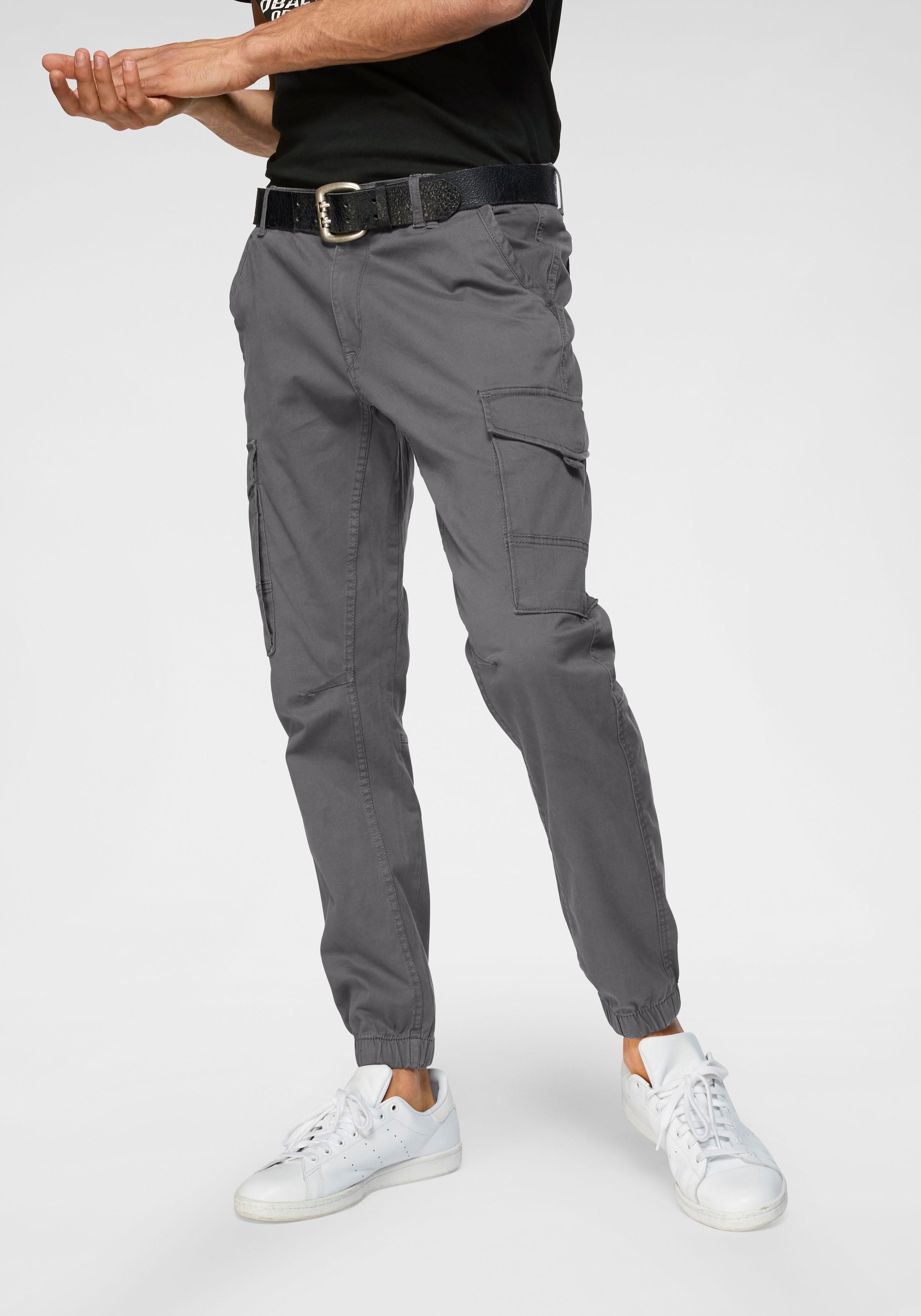 Cargohose Jack & Jones "Paul Flake", Herren, Gr. 34, LäNge 32, Grau (Asphalt), Web, Obermaterial: 98% Baumwolle, 2% Elasthan, Unifarben, Bequem Normal, Hosen Cargohose