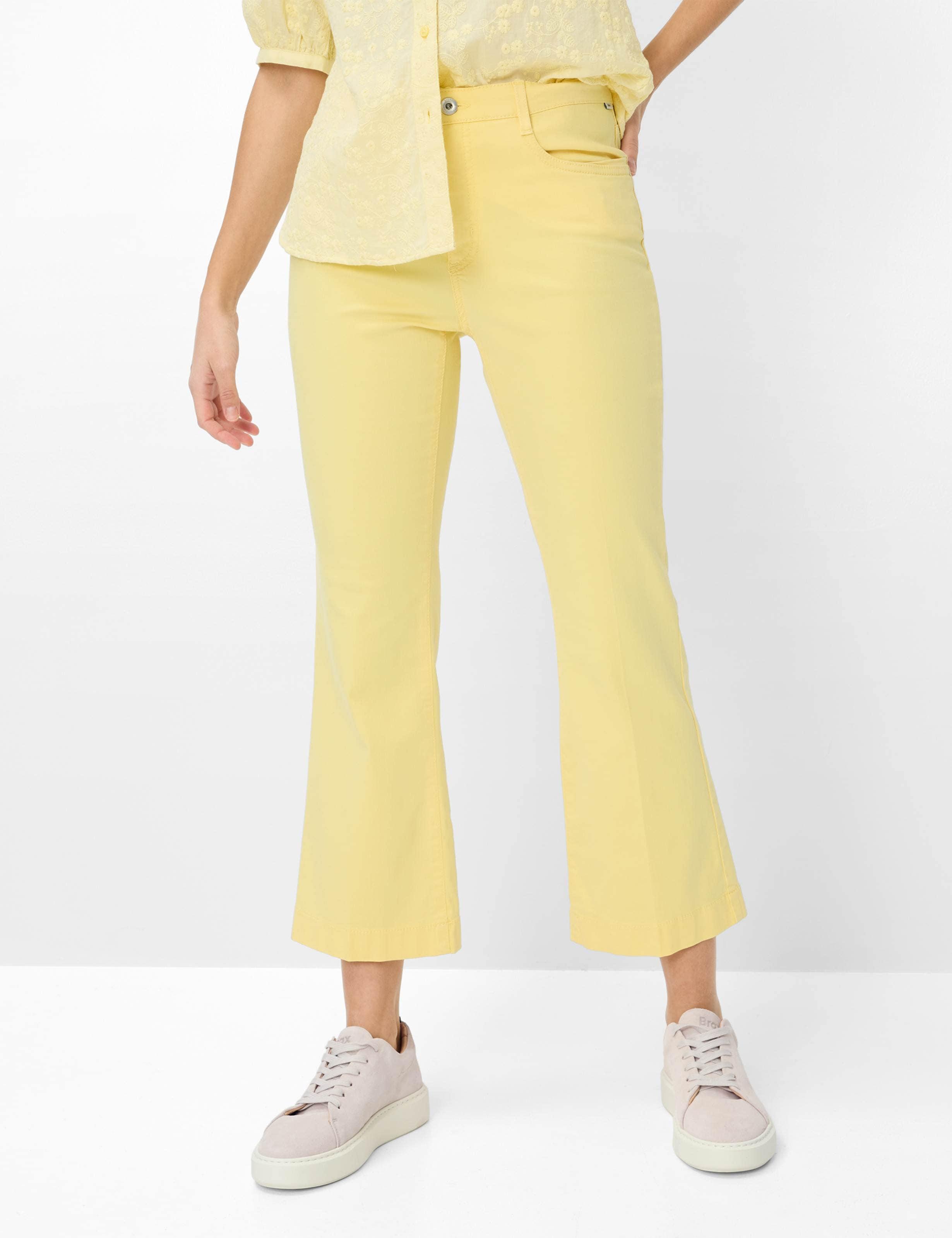 5-Pocket-Jeans Brax "Style Mary S Boot", Damen, Gr. 46, NormalgrößEn, Gelb, Denim/Jeans, 45% Baumwolle, 44% Lyocell, 9% Elastomultiester, 2% Elasthan, Jeans 5-Pocket-Jeans