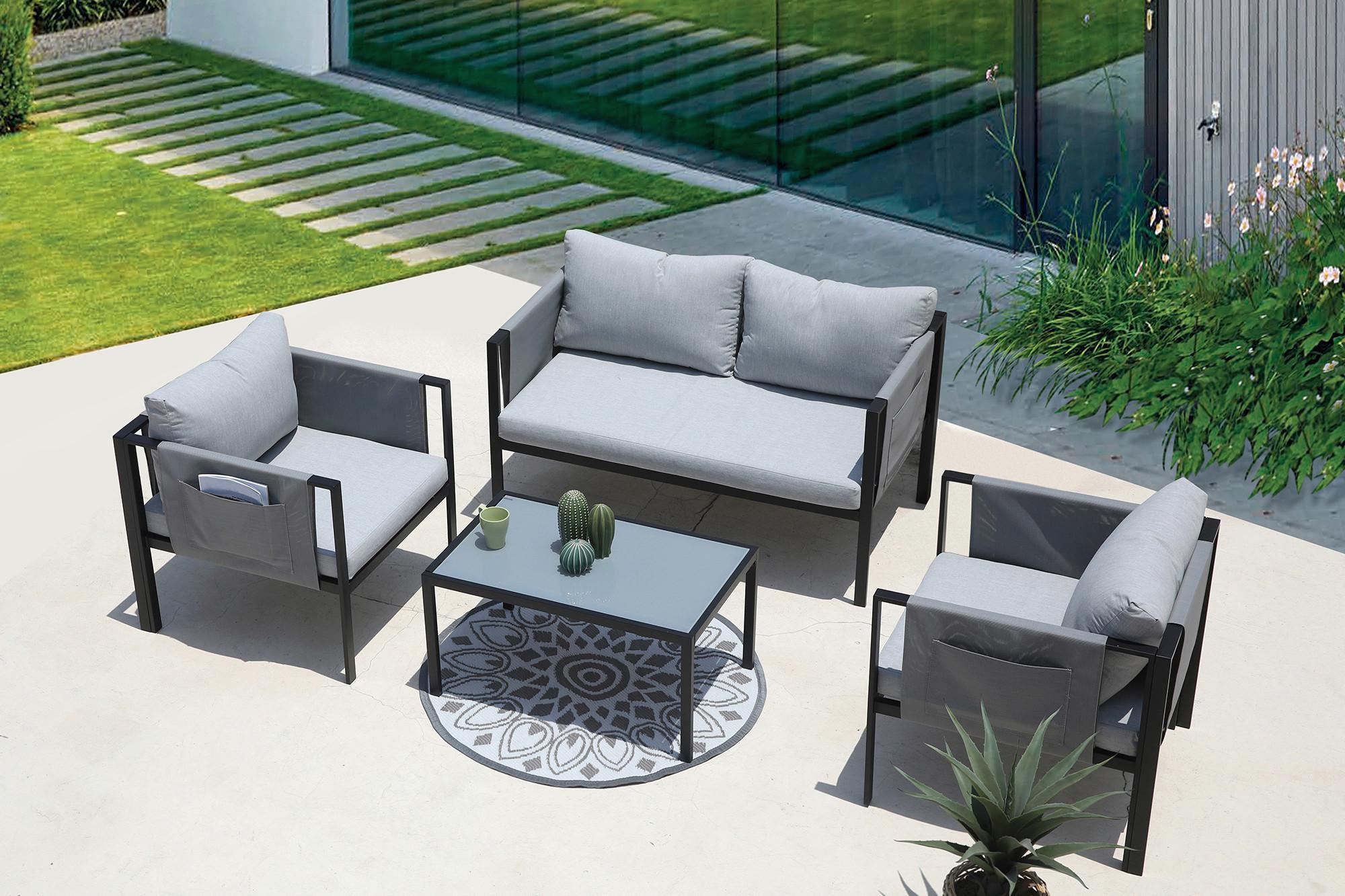 Gartenset 4-Tlg. Grau/Schwarz