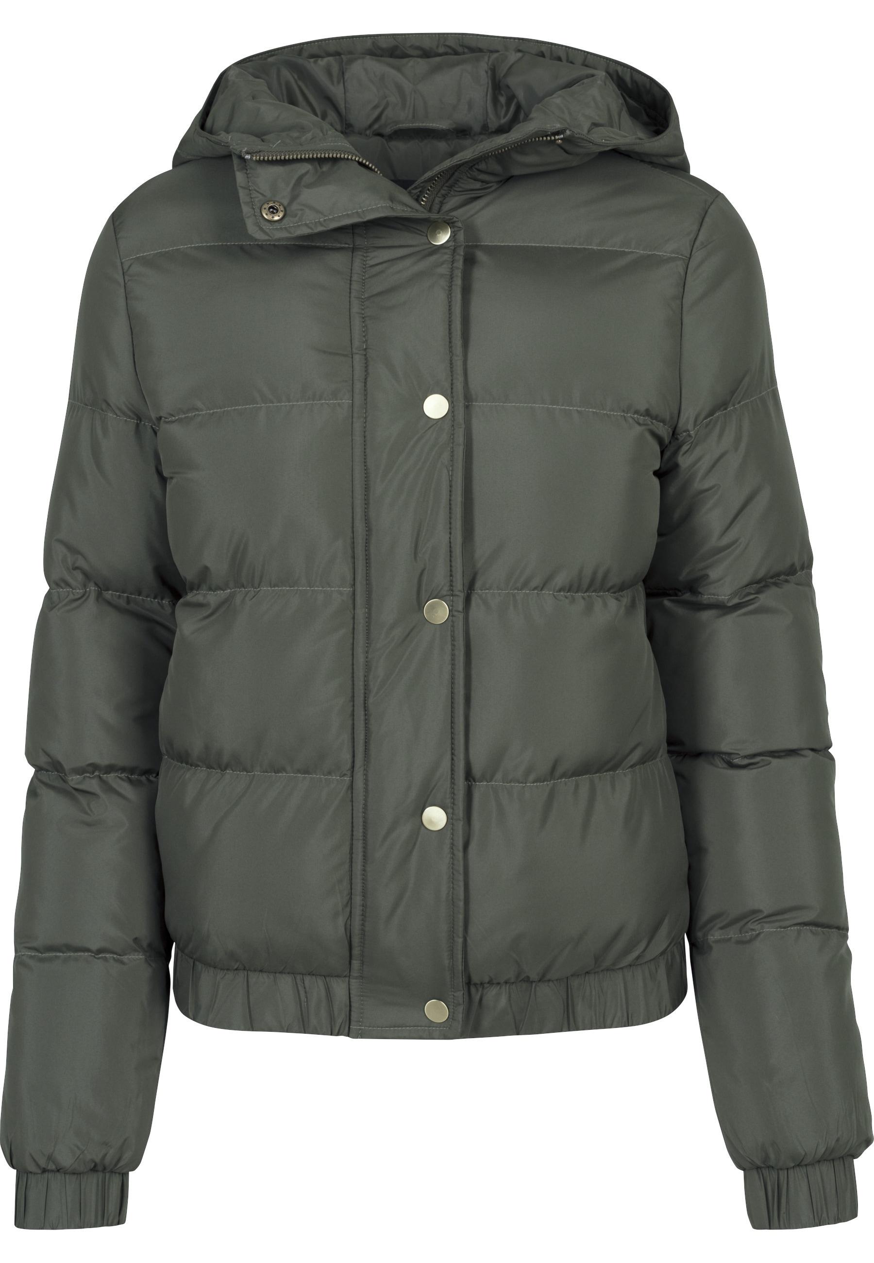 Winterjacke Urban Classics "Urban Classics Damen Ladies Hooded Puffer Jacket", Damen, Gr. Xl, Schwarzolive, 100% Polyester, Unifarben, Normal, Ohne Ausschnitt, Jacken Winterjacke