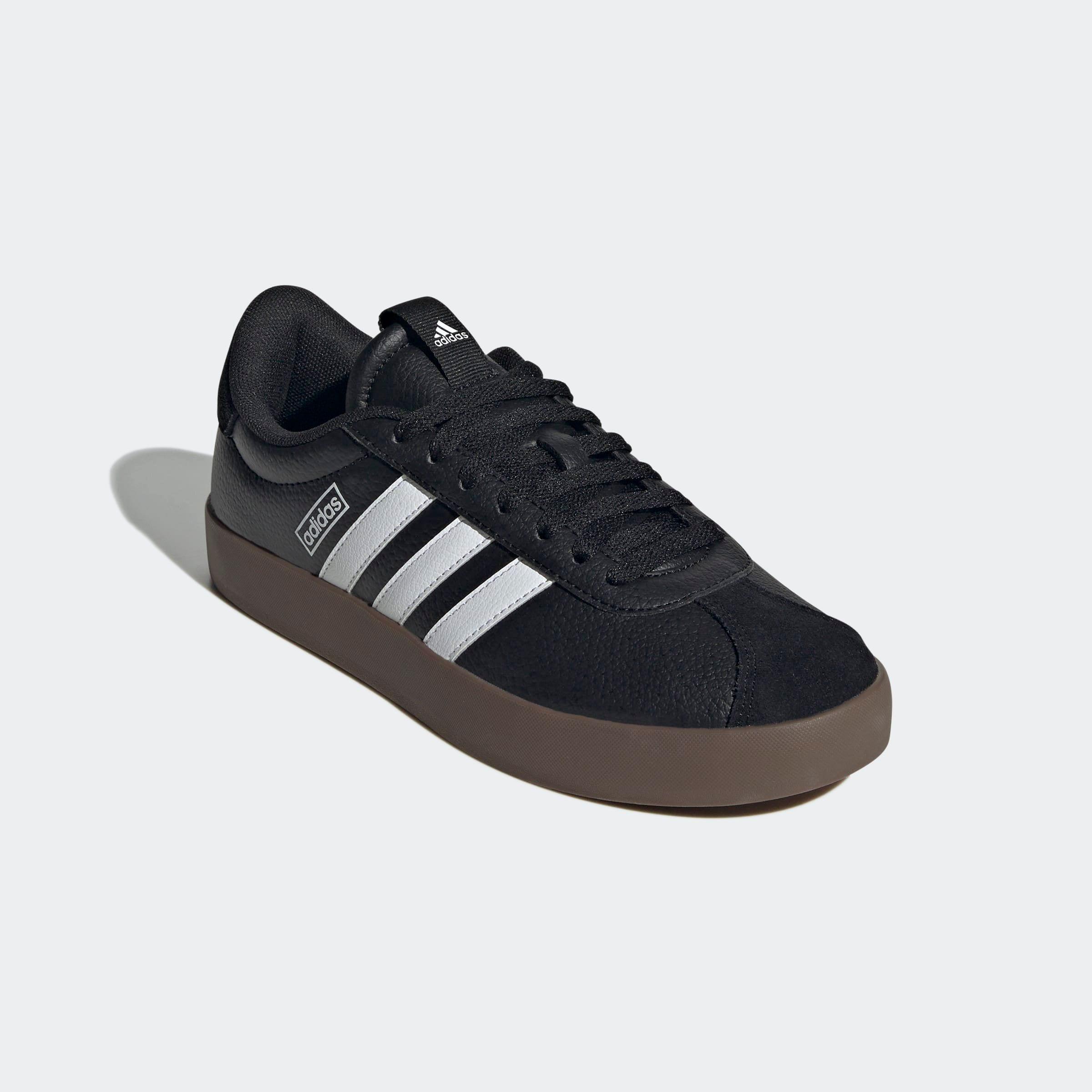 Sneaker Adidas Sportswear "Vl Court 3.0", Damen, Gr. 43, Schwarz-Weiß (Core Schwarz, Ftwr Weiß, Gum5), Leder, Synthetik, Schuhe Sneaker, Inspiriert Vom Design Des Adidas Samba, Topseller