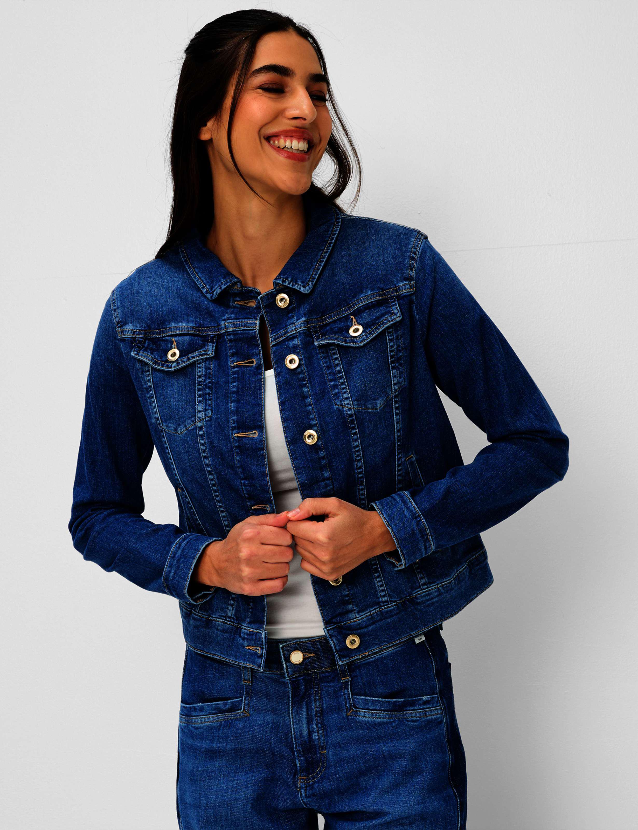 Jeansjacke Brax "Style Miami", Damen, Gr. 36, Blau, Denim/Jeans, 91% Baumwolle, 7% Elastomultiester, 2% Elasthan, Jacken Jeansjacke