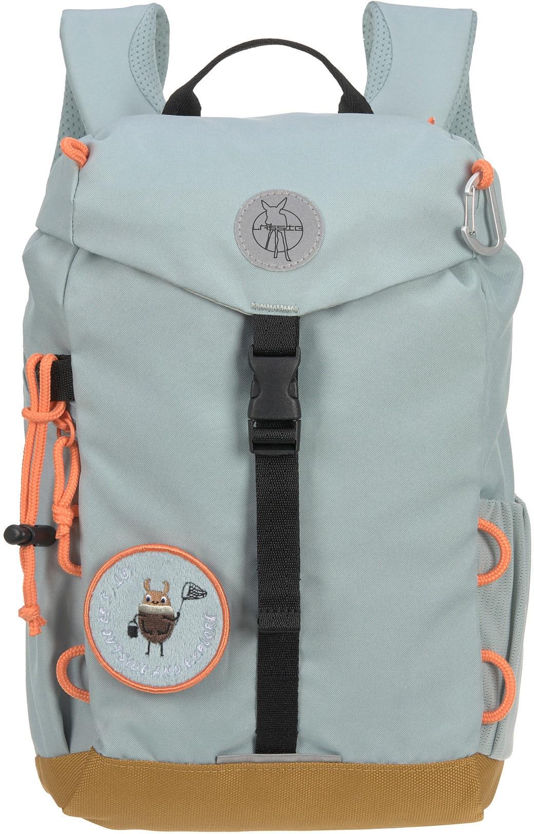 Kinderrucksack LÄSSIG "Nature, Mini Outdoor Backpack, Light Blue", Mädchen, Gr. B/H/T: 22cm x 32cm x 12cm, blau (light blau), Polyester, Rucksäcke Kinderrucksack, aus recycelten PET-Flaschen