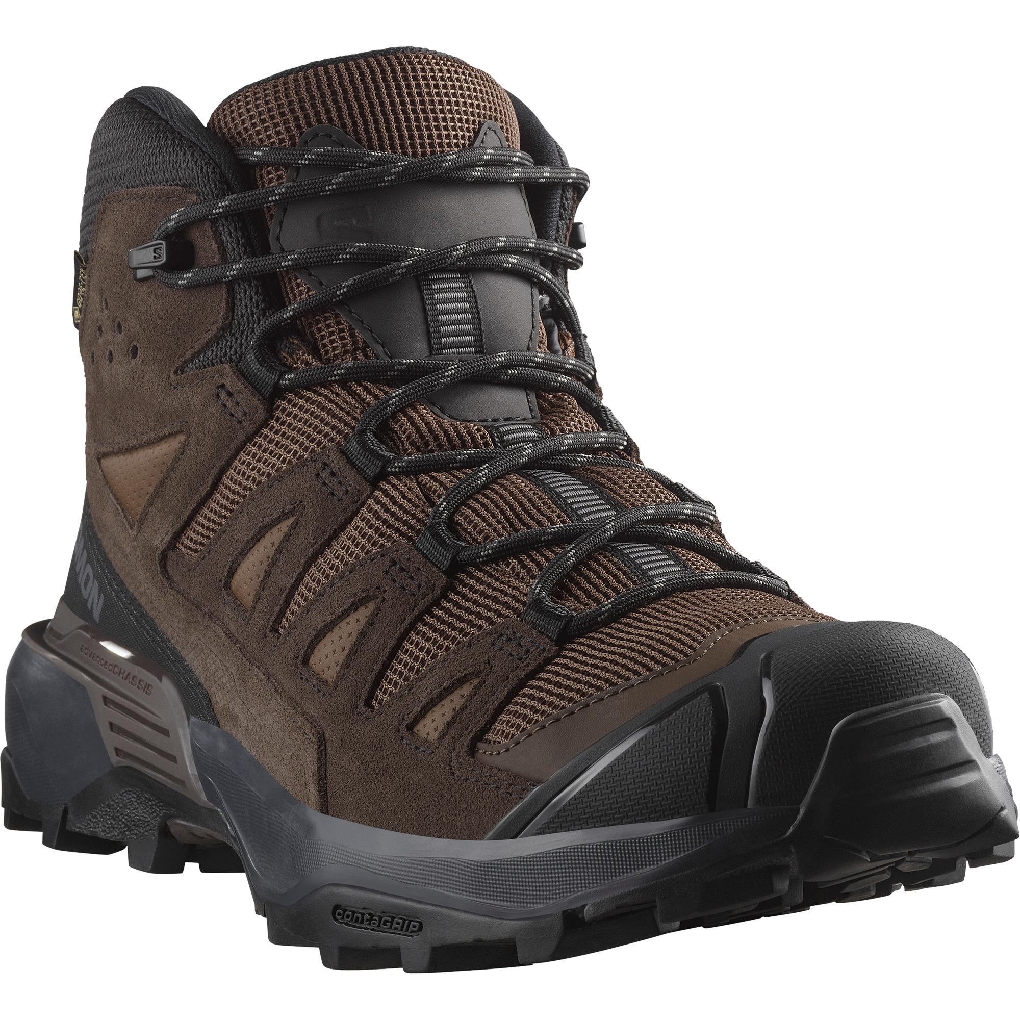 Wanderschuh Salomon "X Ultra 360 Leather Mid GORE-TEX", Herren, Gr. 49, Schwarz Earth, Delicioso, Castlerock, Leder, Textil, Schuhe Wanderschuh, Wasserdicht