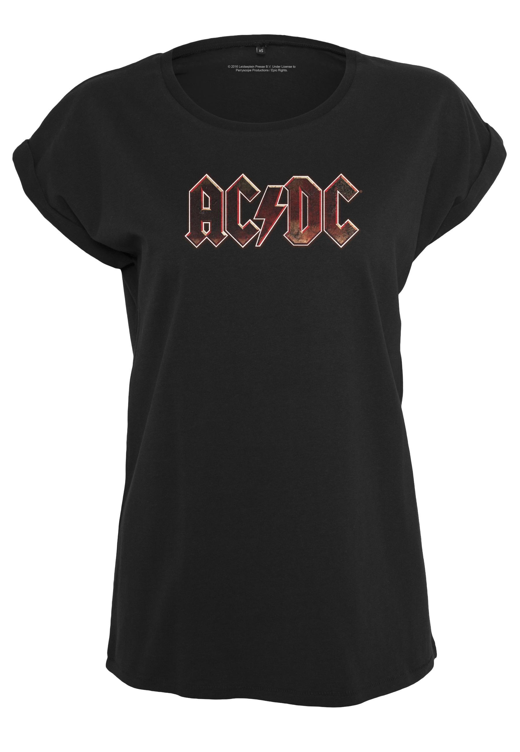 Kurzarmshirt Merchcode "Merchcode Damen Ladies Ac/Dc Voltage Tee", Damen, Gr. S, Schwarz, 100% Baumwolle, Bedruckt, Normal, Rundhals, Shirts