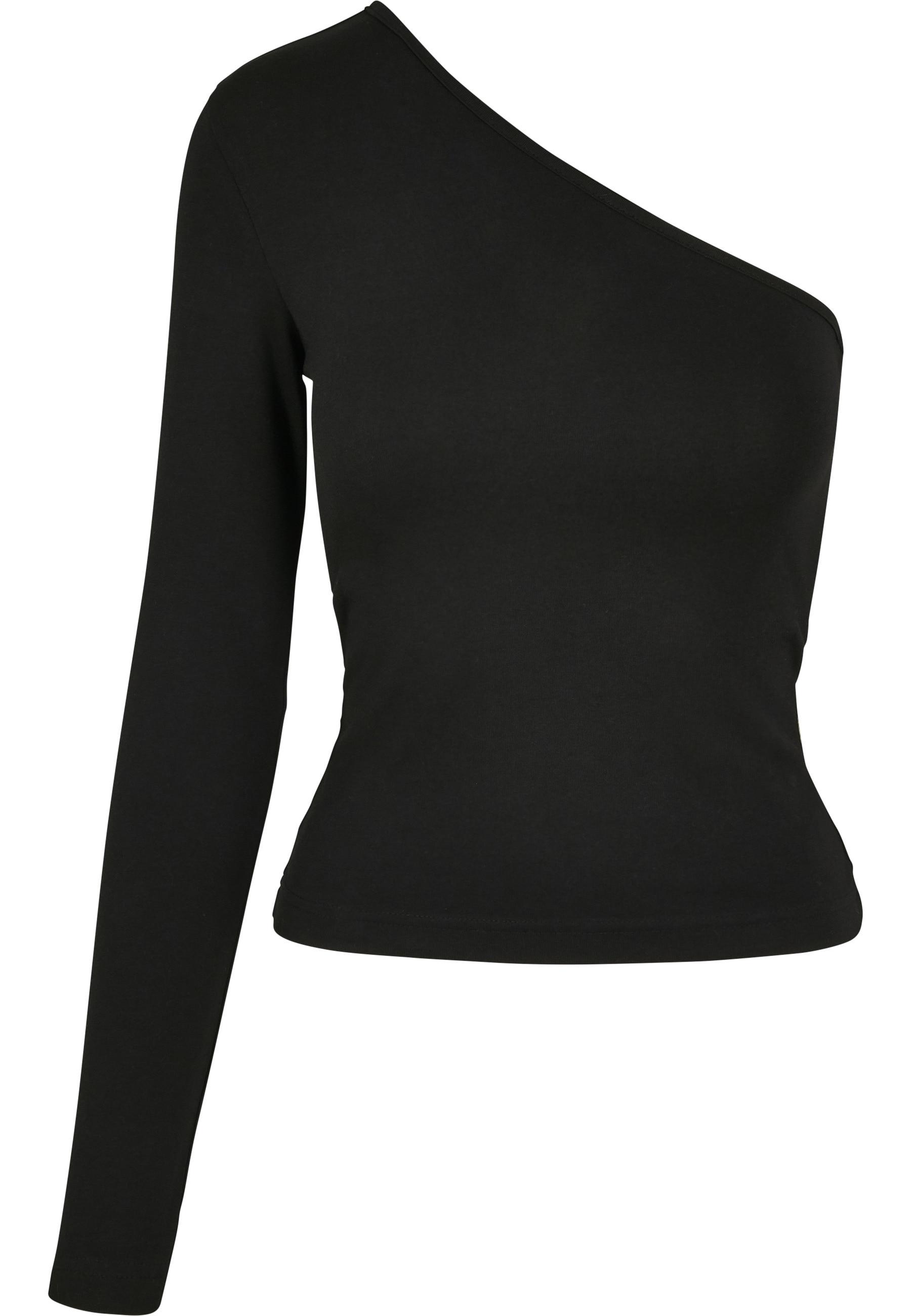 Langarmshirt Urban Classics "Urban Classics Damen Ladies Asymmetric Longsleeve", MäDchen, Gr. S, Schwarz, 95% Baumwolle, 5% Elasthan, Unifarben, Slim Fit, Asymmetrischer Ausschnitt, Shirts Langarmshirt