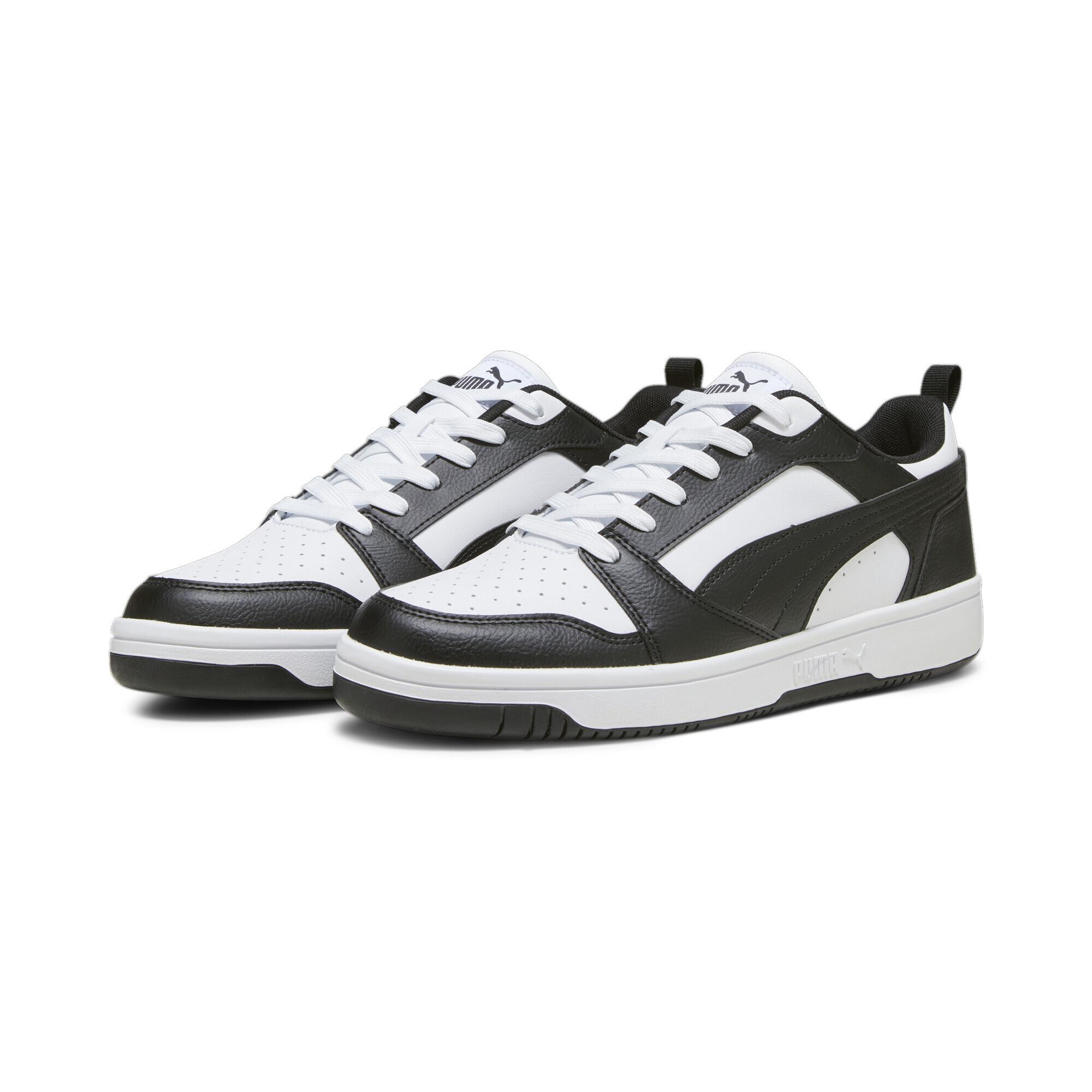 Sneaker Puma "Rebound V6 Low Sneakers Erwachsene", Damen, Gr. 43, Schwarz-Weiß (Weiß Schwarz), Obermaterial: Textil, Synthetik. Futter: Textil. Innensohle: Textil. Laufsohle: Gummi, Schuhe Sneaker