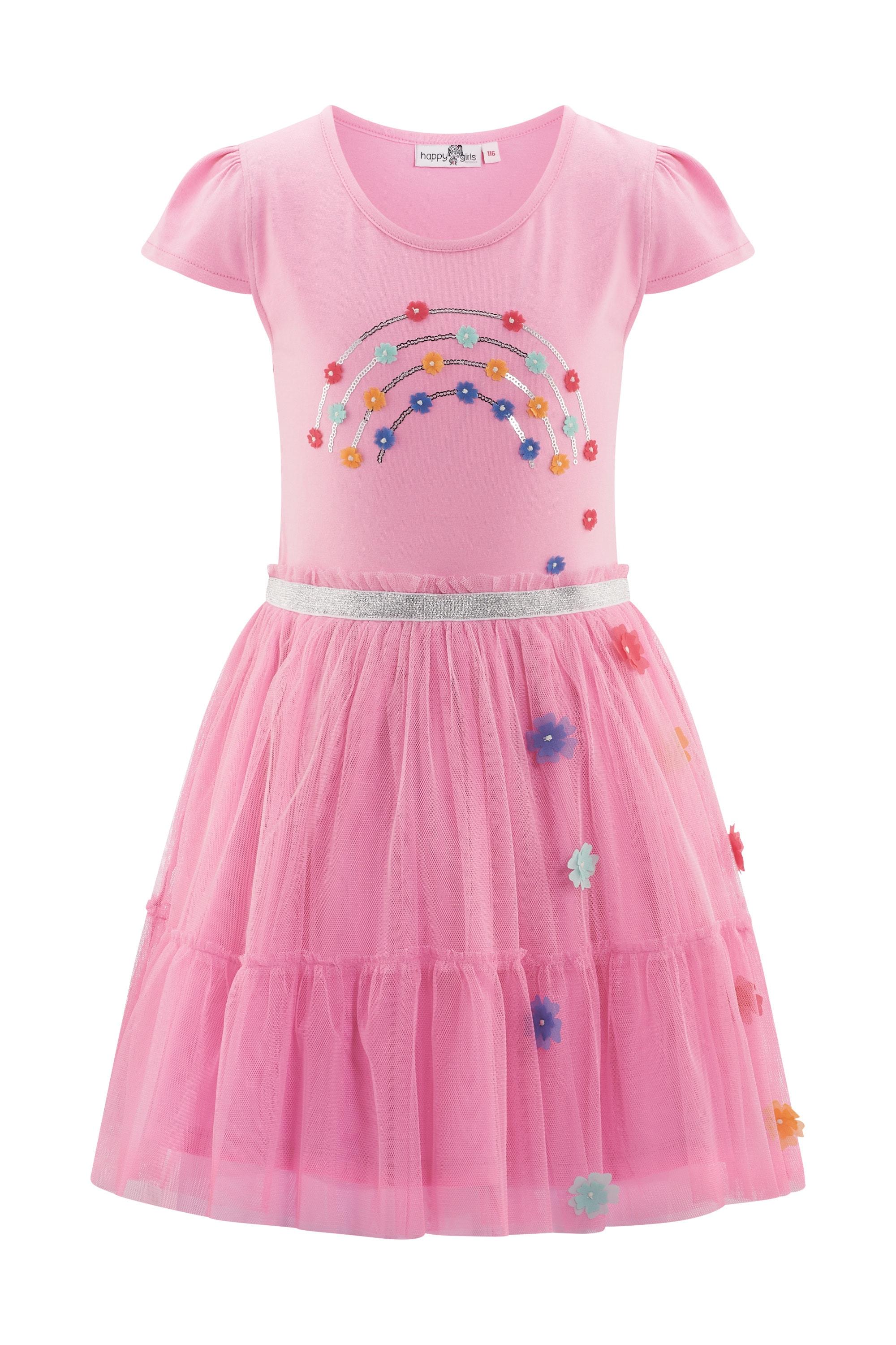 Sommerkleid happy girls "MäDchenkleid", MäDchen, Gr. 98, Euro-GrößEn, Bubble Gum, Stoff, 100% Polyester, Normal, Kleider Sommerkleid