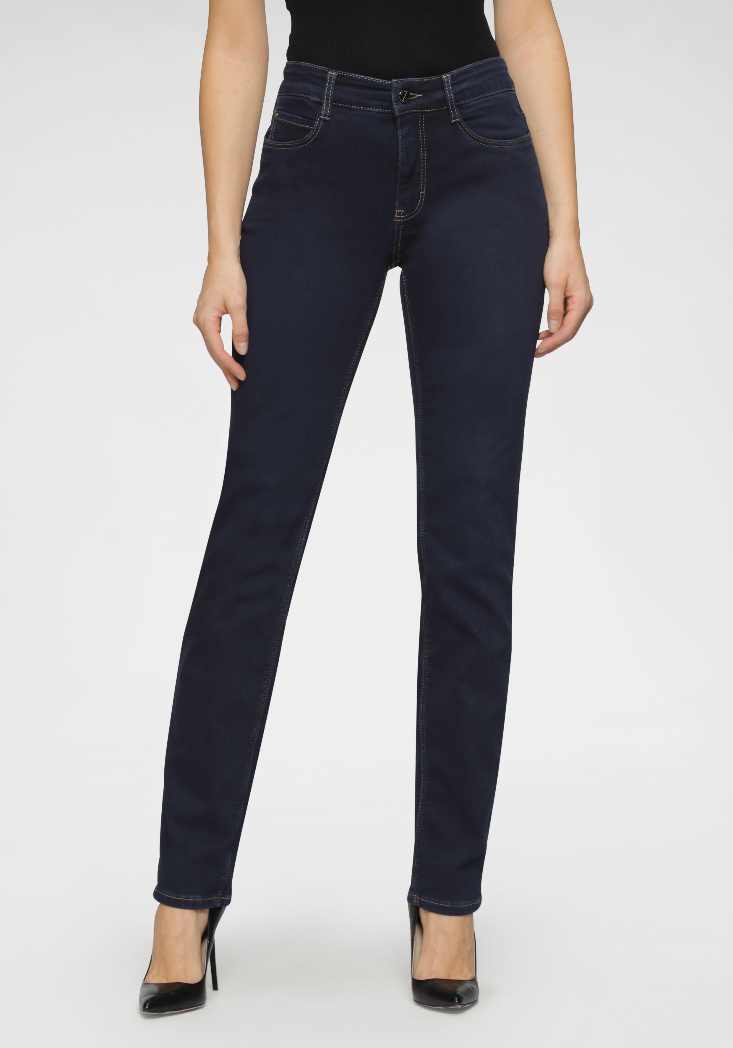 Stretch-Jeans Mac "Dream", Damen, Gr. 44, LäNge 32, Blau (Dunkelblau Used32), Denim/Jeans, Obermaterial: 65% Baumwolle, 31% Polyester, 4% Elasthan, Abriebeffekte, Eng Normal, Jeans, Mit Stretch FüR Den Perfekten Sitz