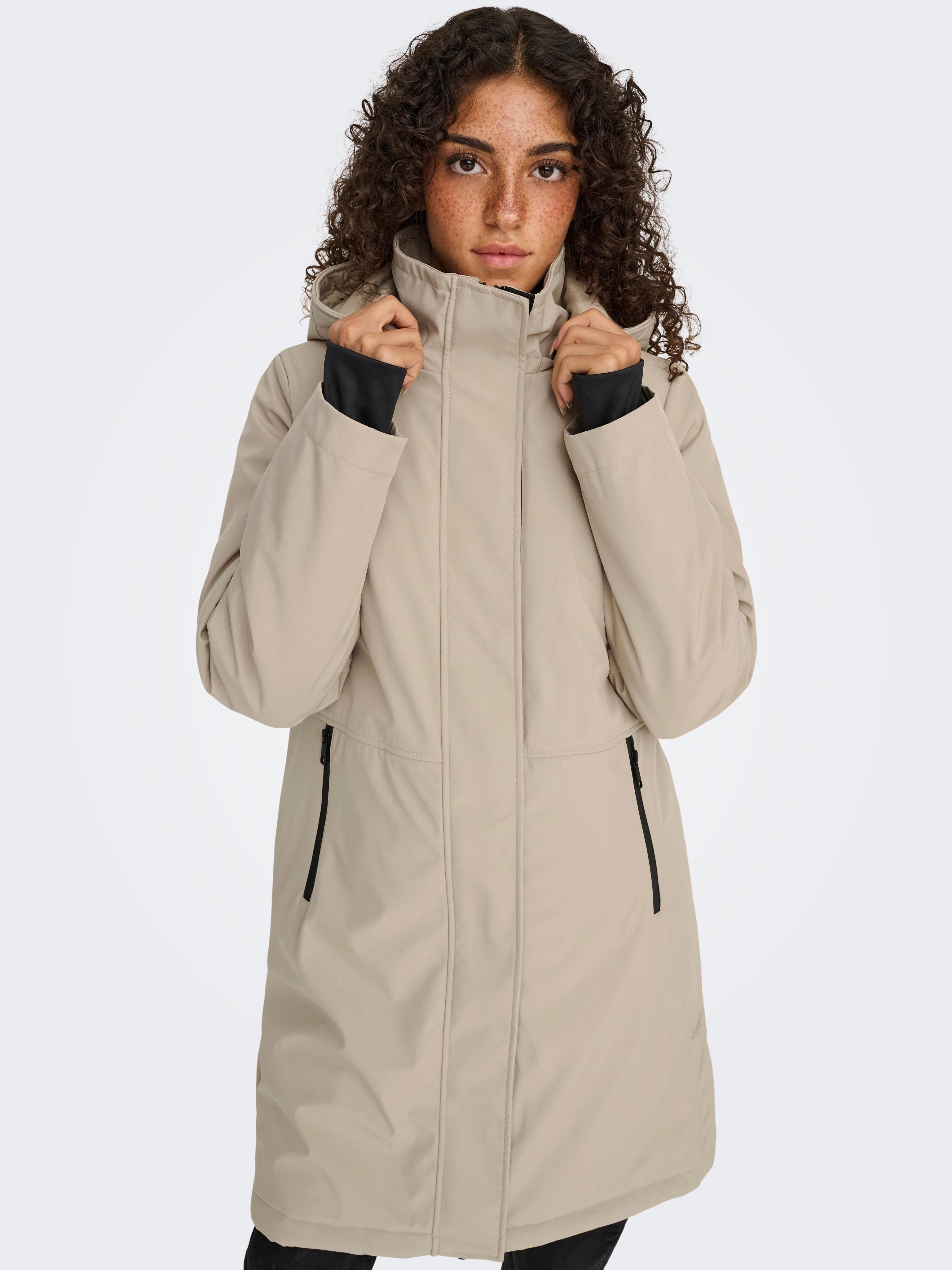 Parka Only "Onlkara Parka OS Otw", Damen, Gr. Xl, Beige (Humus), Web, Obermaterial: 100% Polyester, Unifarben, Po-Bedeckend, Jacken Parka