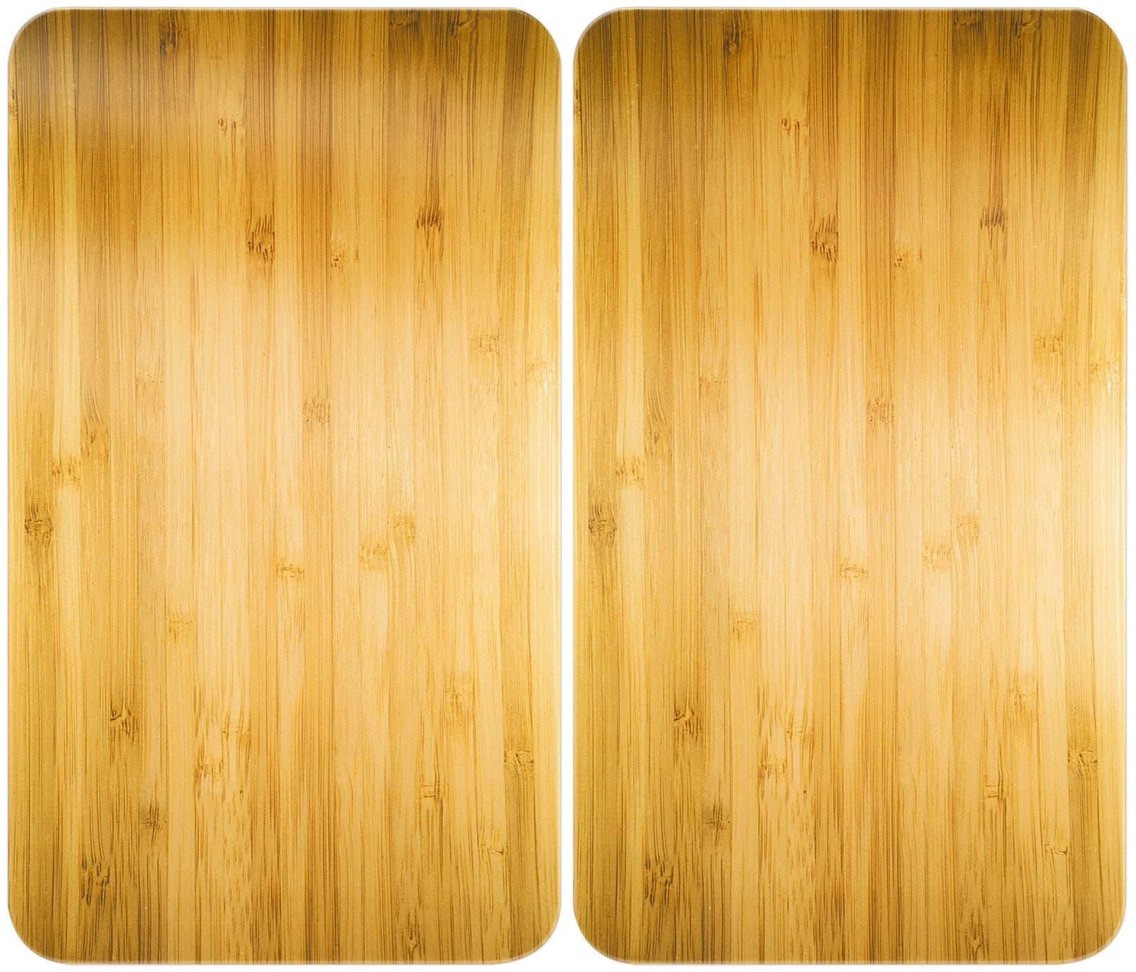 Herd-Abdeckplatte WENKO "Universal Modell Holz-Optik", beige (natur), B:30cm H:1,8cm L:52cm T:52cm, Glas, Kunststoff, Herdabdeckplatten, Herd-Abdeckplatte, Herdabdeckung für alle Herdarten, kratzfest, mit rutschfesten Füßen