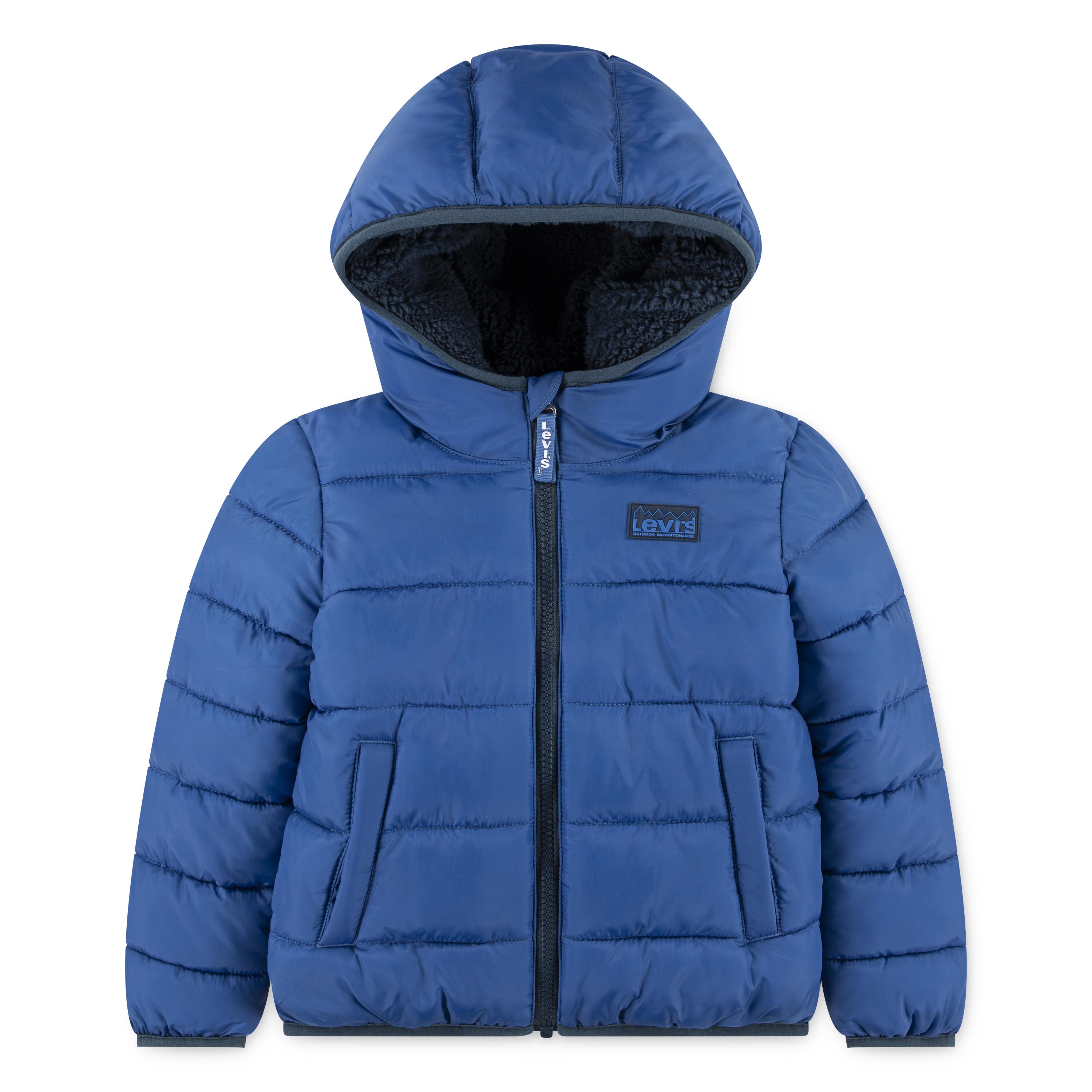 Steppjacke Levi's Kids "Lvb Sherpa Lined Mdwt Pu", Jungen, Gr. 14 (164), Blau (Star Sapphire), Web, Obermaterial: 100% Polyester, Leicht GläNzend, Jacken Steppjacke, Warm Wattiert