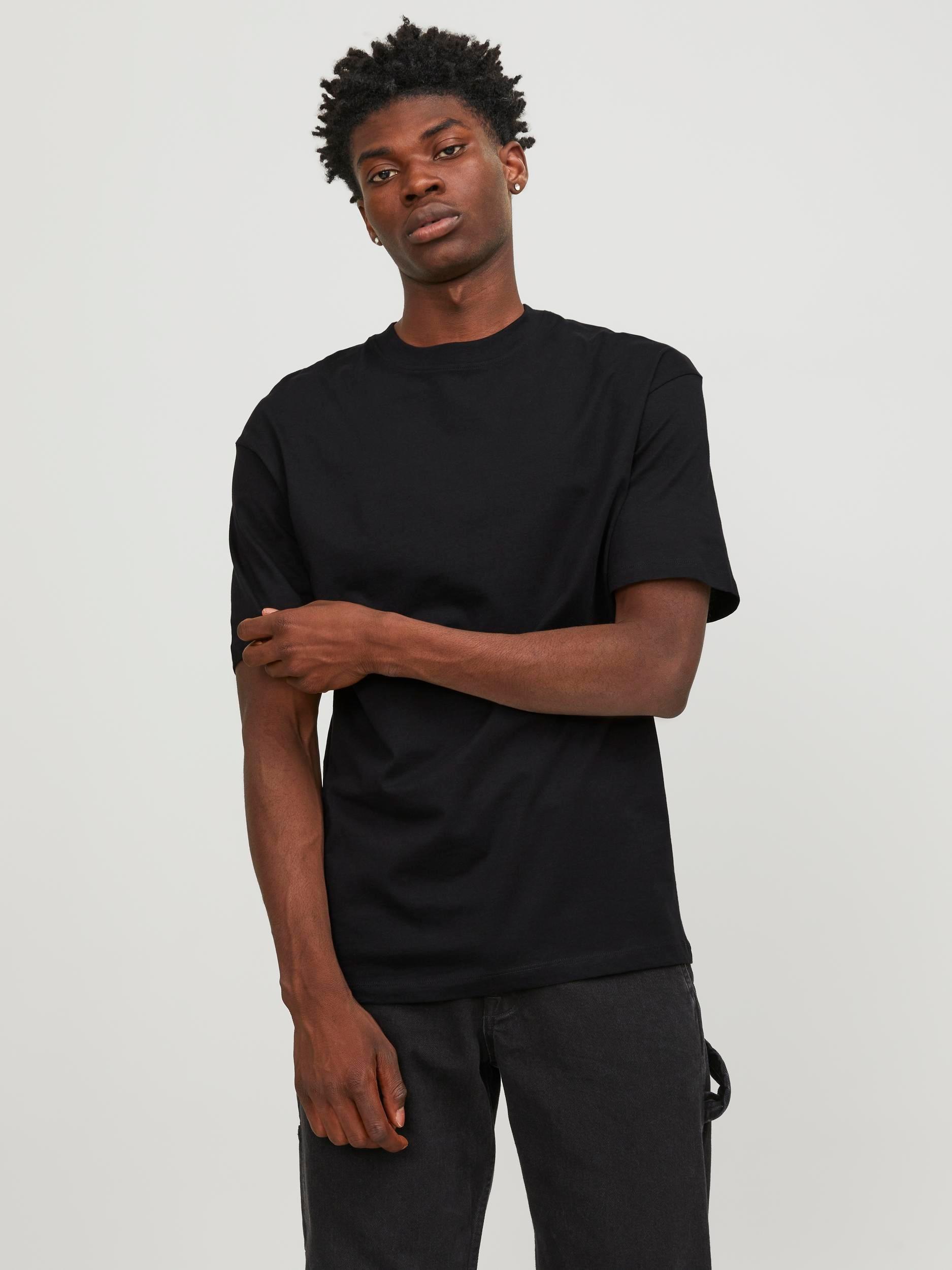 Oversize-Shirt Jack & Jones "Jjebradley Oversize T-Shirt Mit Klassischem Rundhalsausschnitt", Jungen, Gr. Xxl, Schwarz, Jersey, Obermaterial: 100% Baumwolle, Unifarben, Oversize Taillenbedeckt, Rundhals, Shirts, Mit GekäMmten Jersey