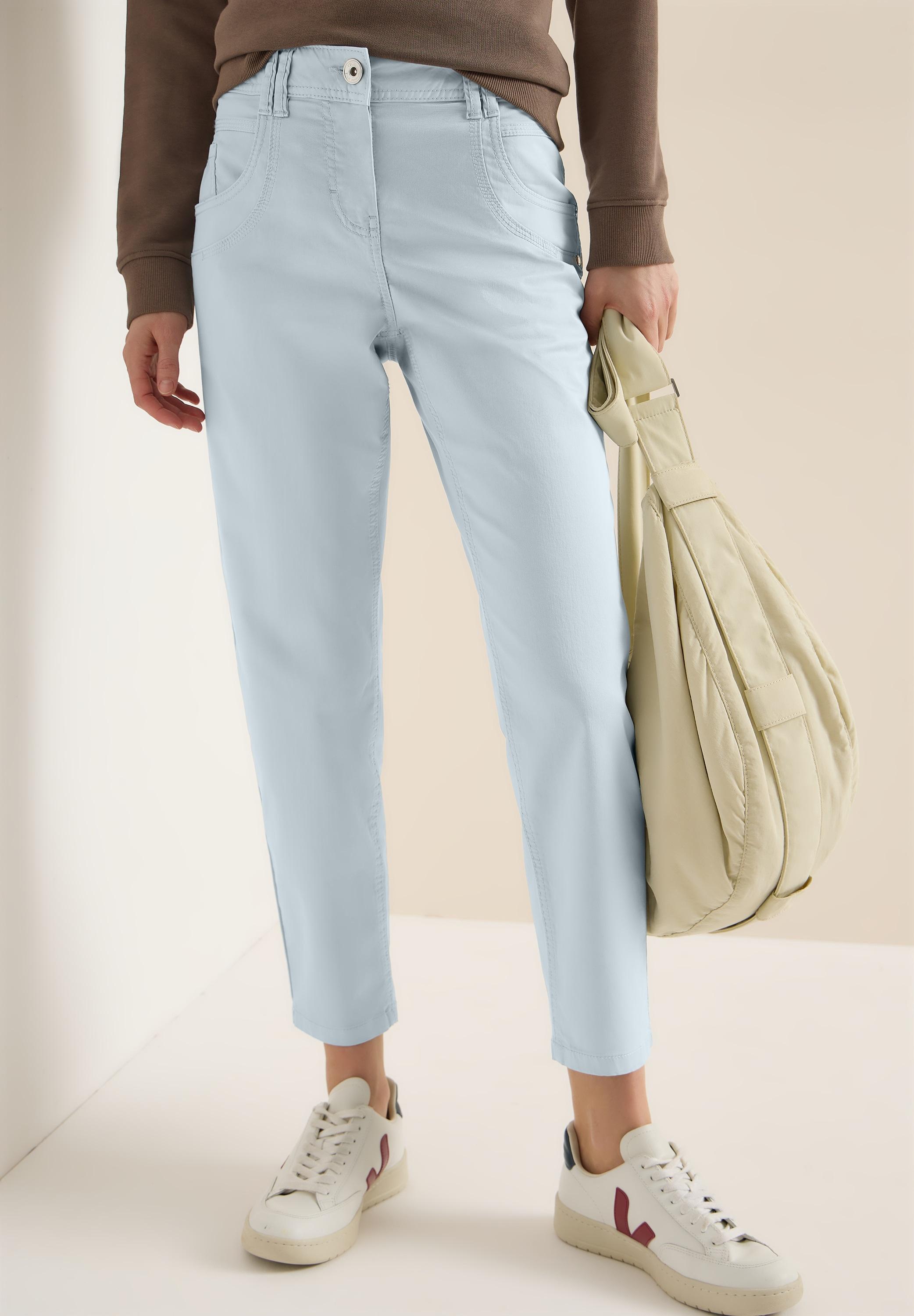 5-Pocket-Hose Cecil "Style Scarlett", Damen, Gr. 33, LäNge 26, Diamond Blau, Web, Obermaterial: 96% Baumwolle, 4% Elasthan. Futter: 100% Baumwolle, Unifarben, Bequem Lang, Hosen 5-Pocket-Hose, Mit Stretch