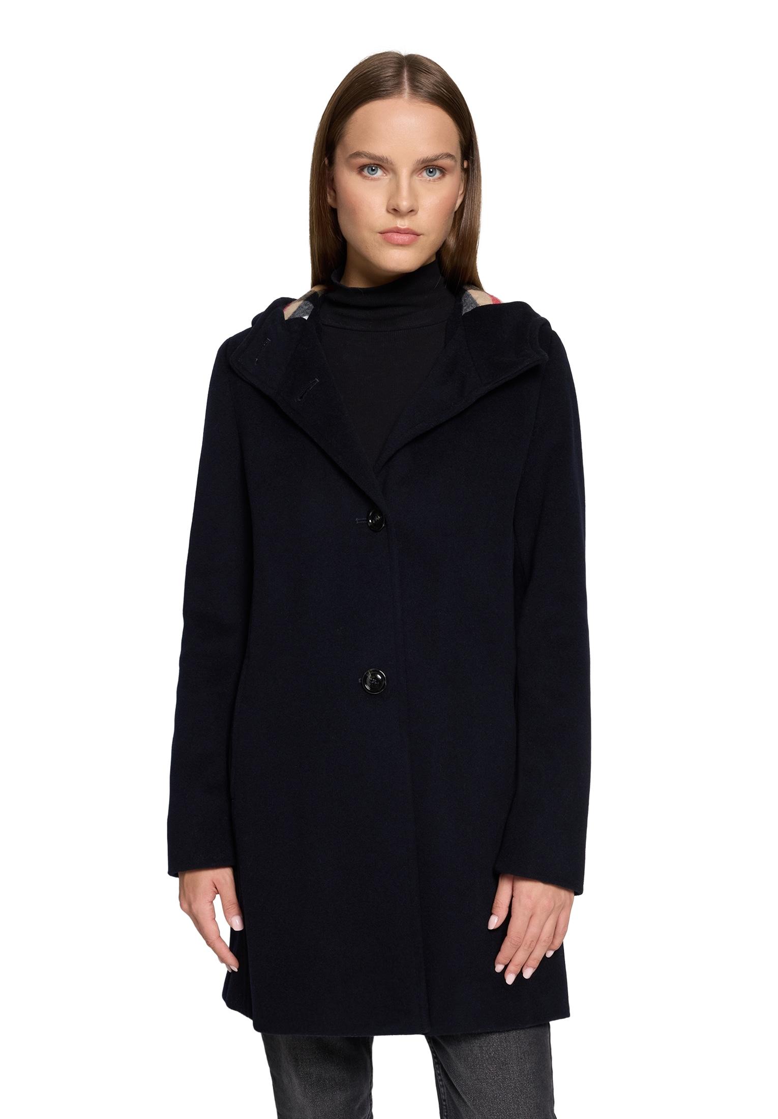 Wolljacke Gil Bret, Damen, Gr. 46, Blau (Night Blau), Obermaterial: 75% Wolle, 20% Polyamid, 5% Kaschmir, Unifarben, Ausgestellt Ca. Mitte Oberschenkel, Gerader Abschluss, Jacken, Mit Kapuze